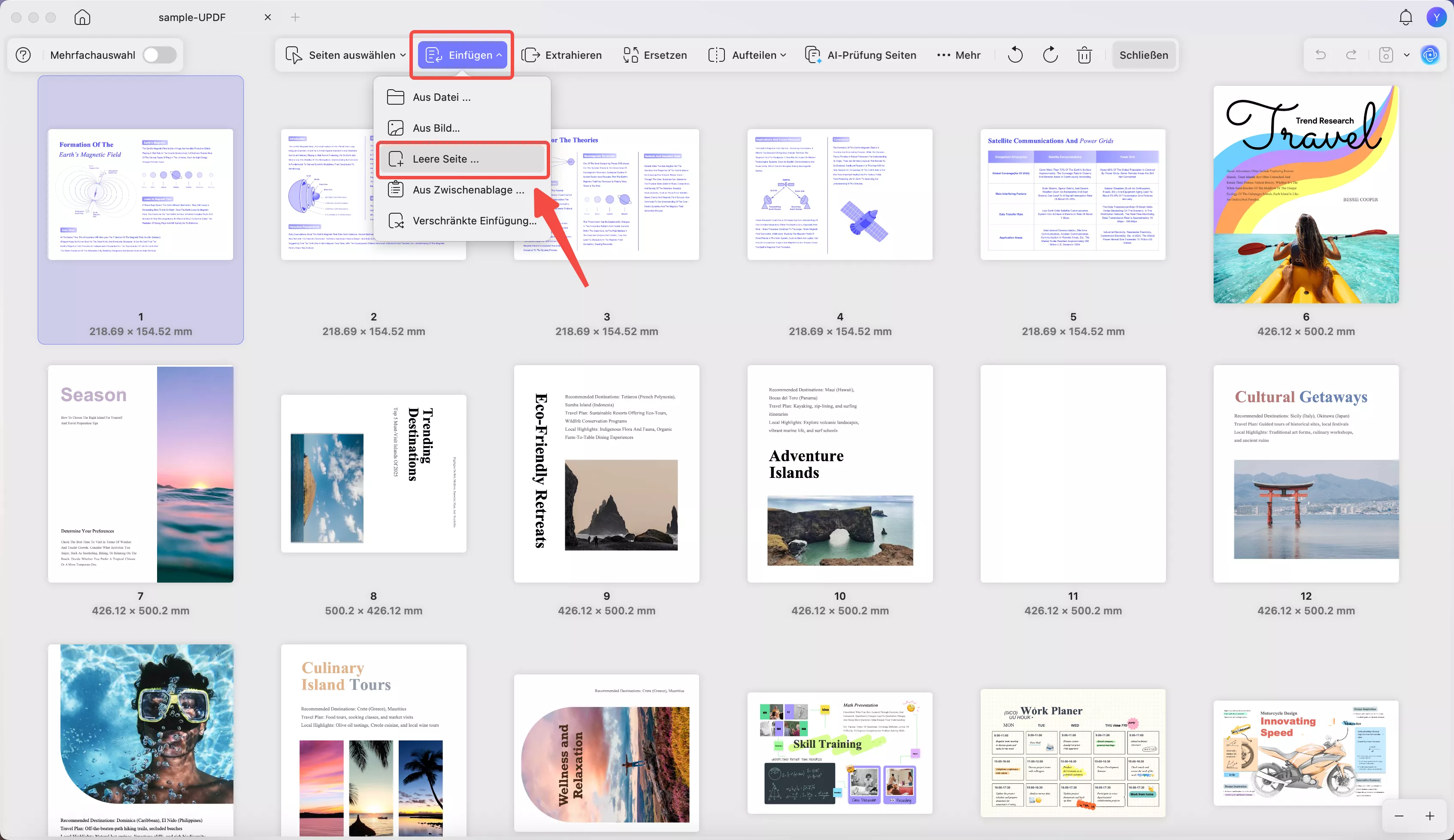 Eine leere Seite einfügen