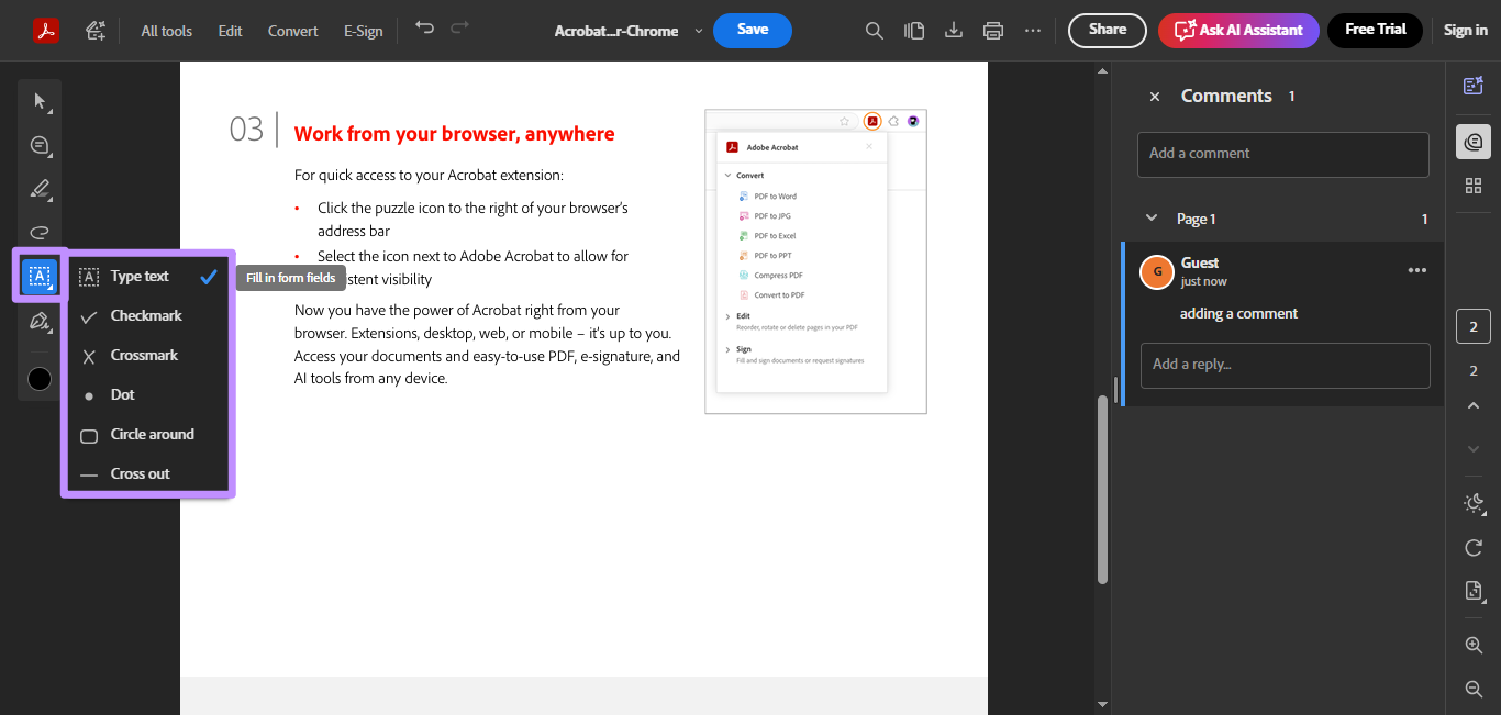  acrobat extension form-filling tools