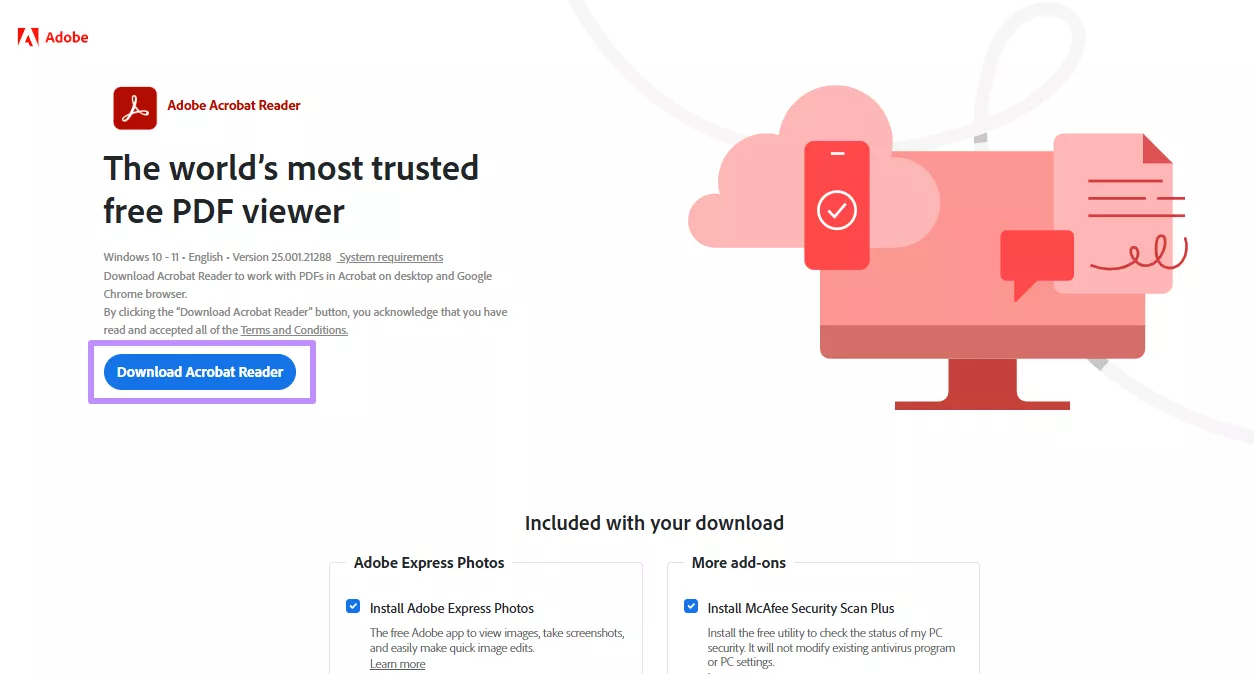 tap on download acrobat reader