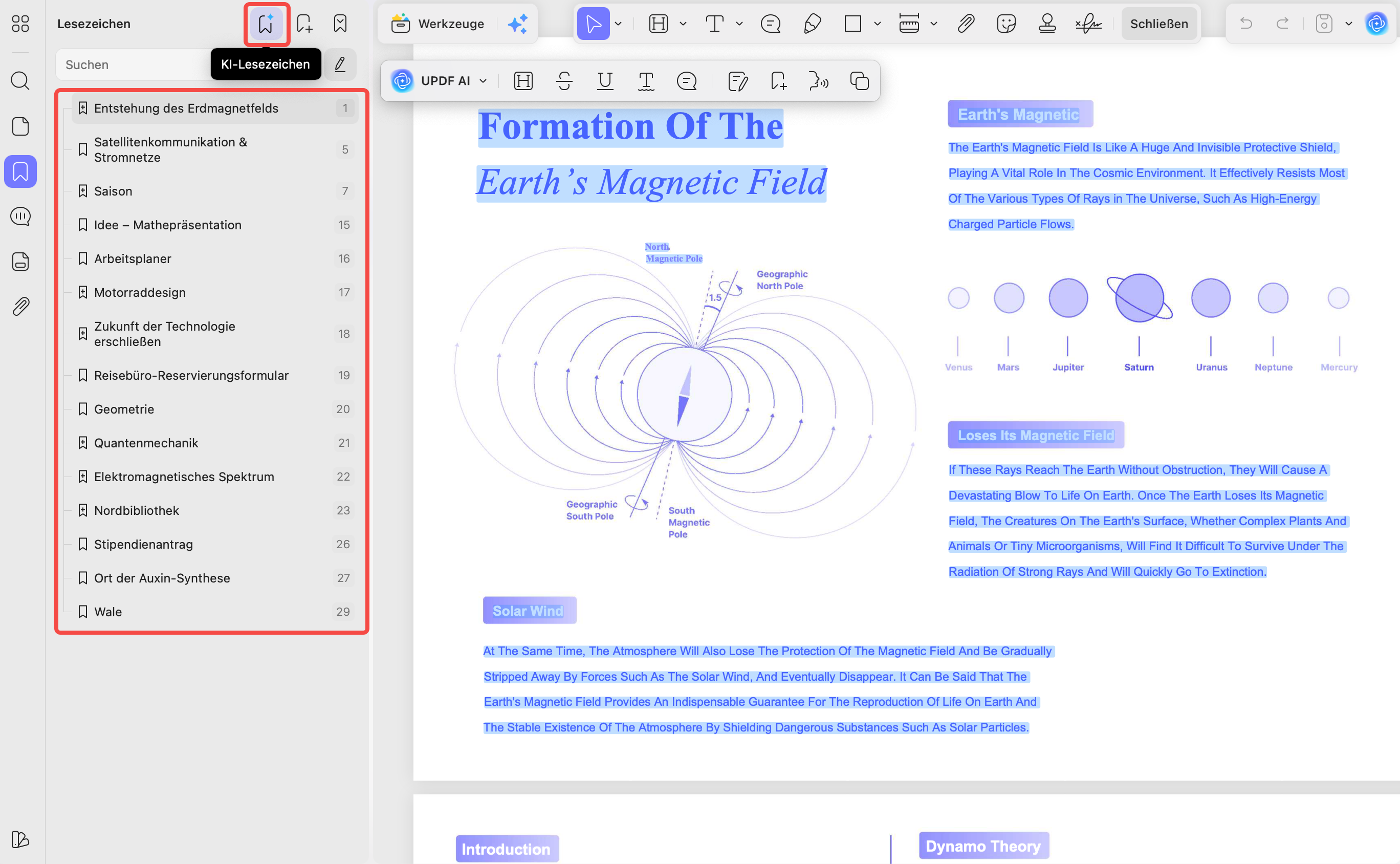 updf ai generate bookmark instantly