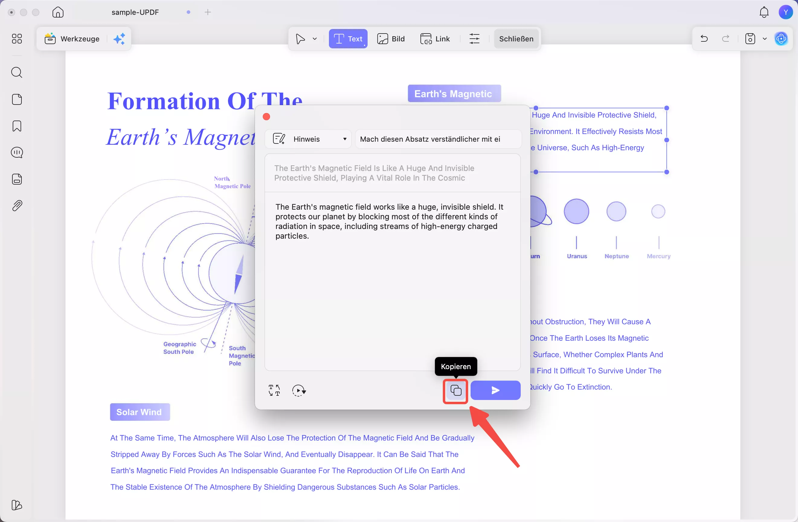 Klicken Sie auf das Kopiersymbol