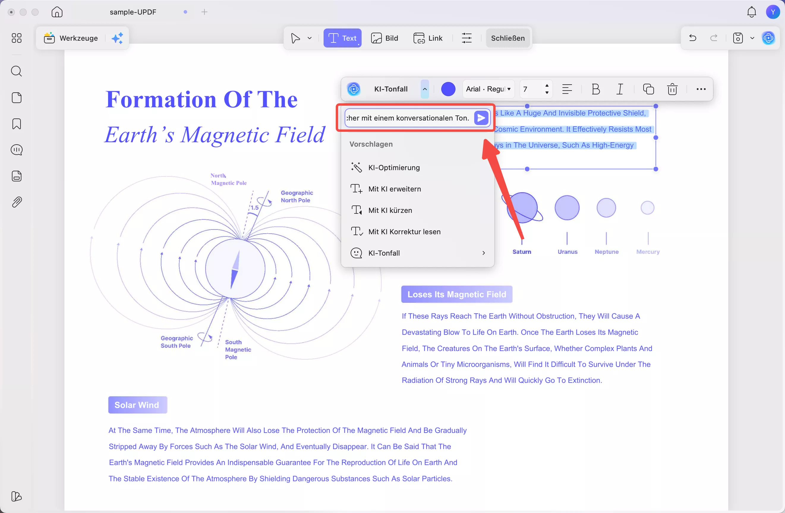 Geben Sie eine benutzerdefinierte Textanweisung ein
