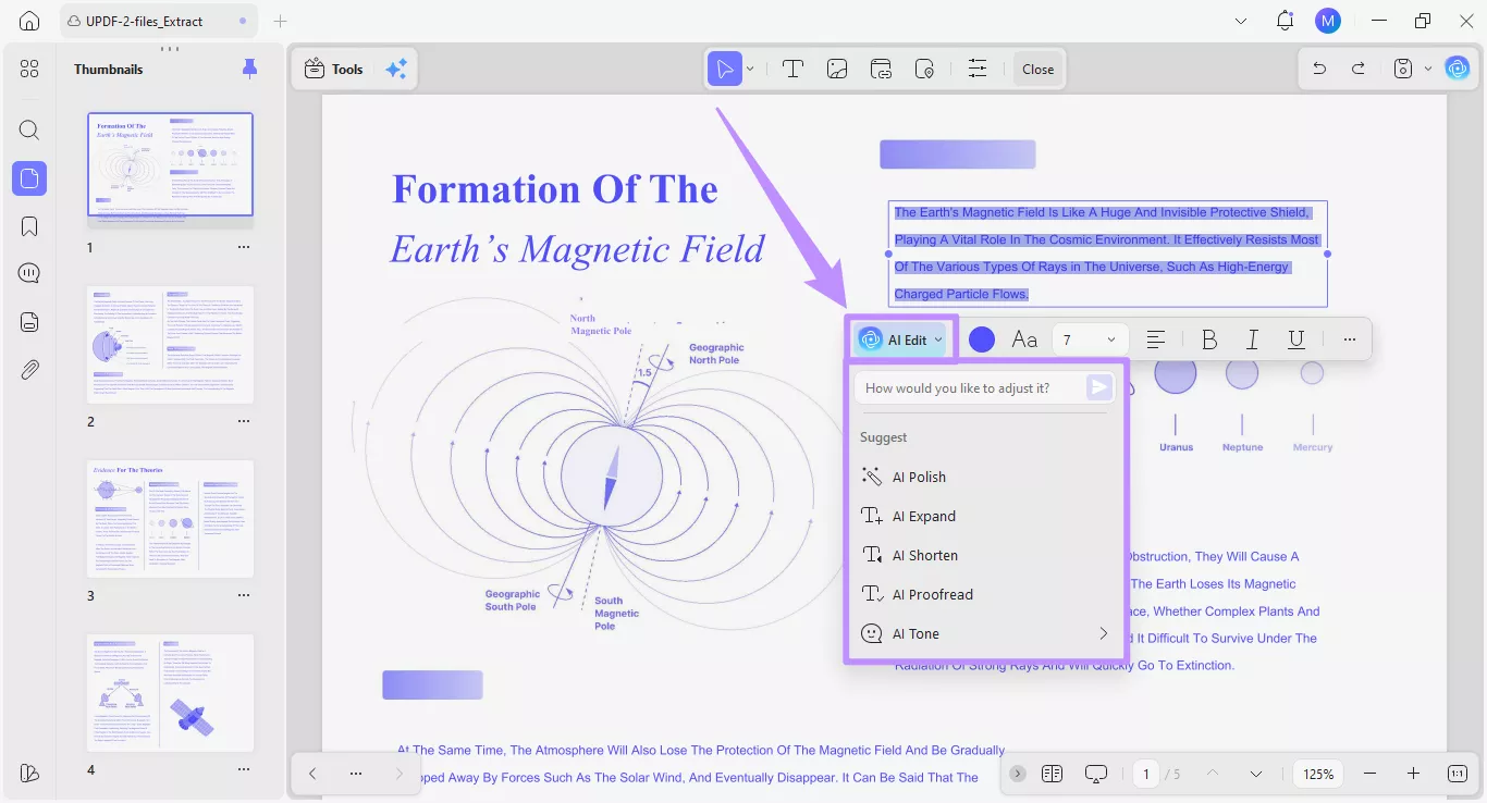 click the ai edit dropdown