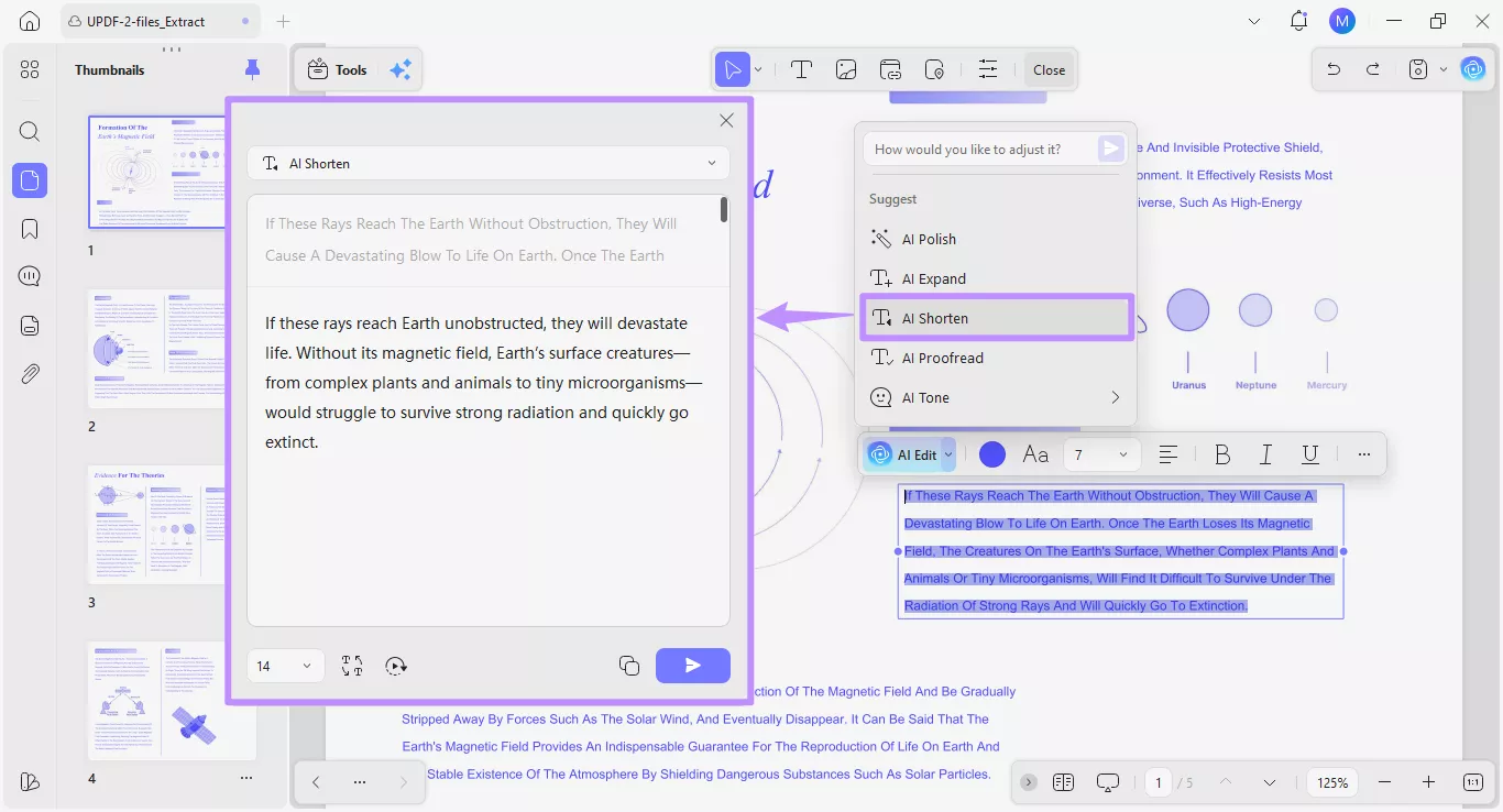 response to ai shorten preset