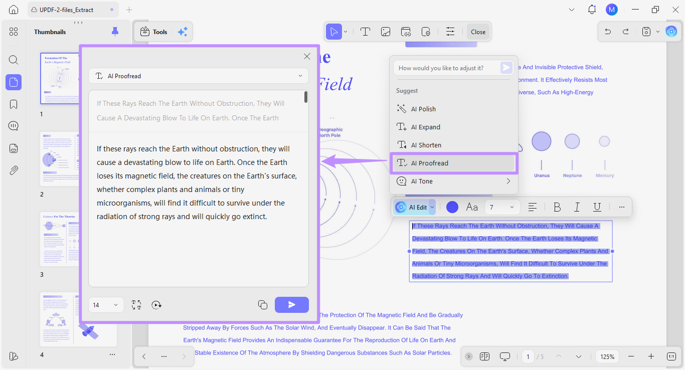 response to ai proofread preset