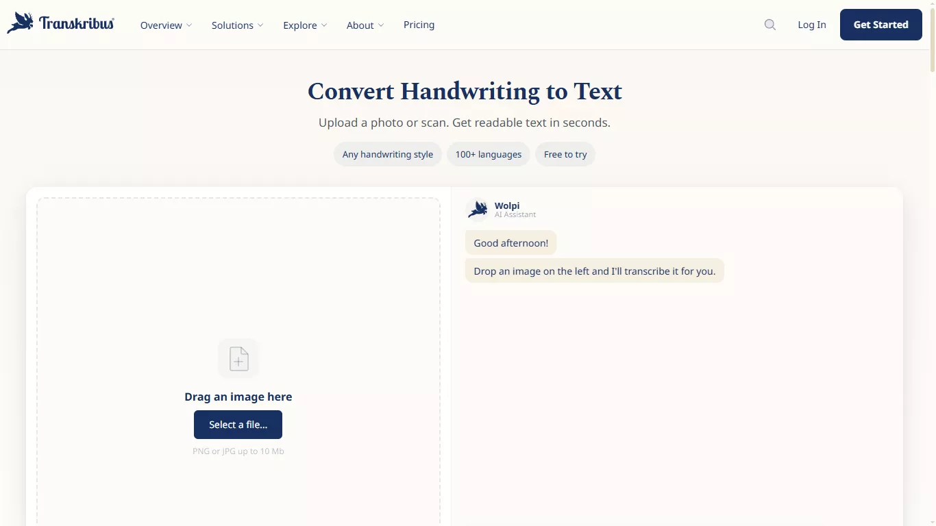 transkribus handwriting to text online interface