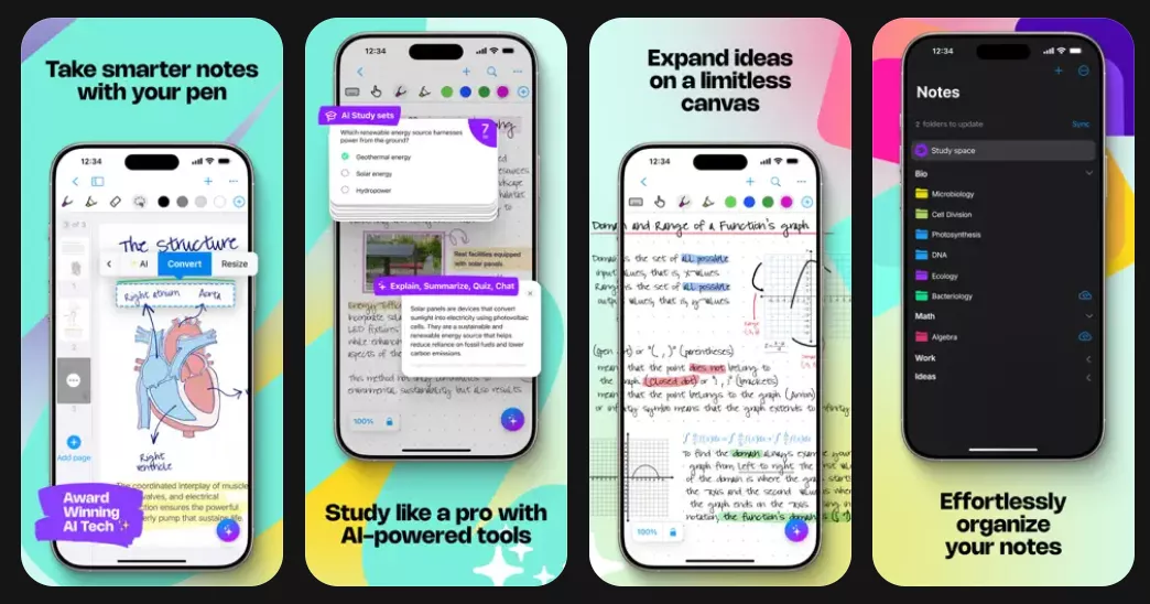 nebo myscript notes app interface