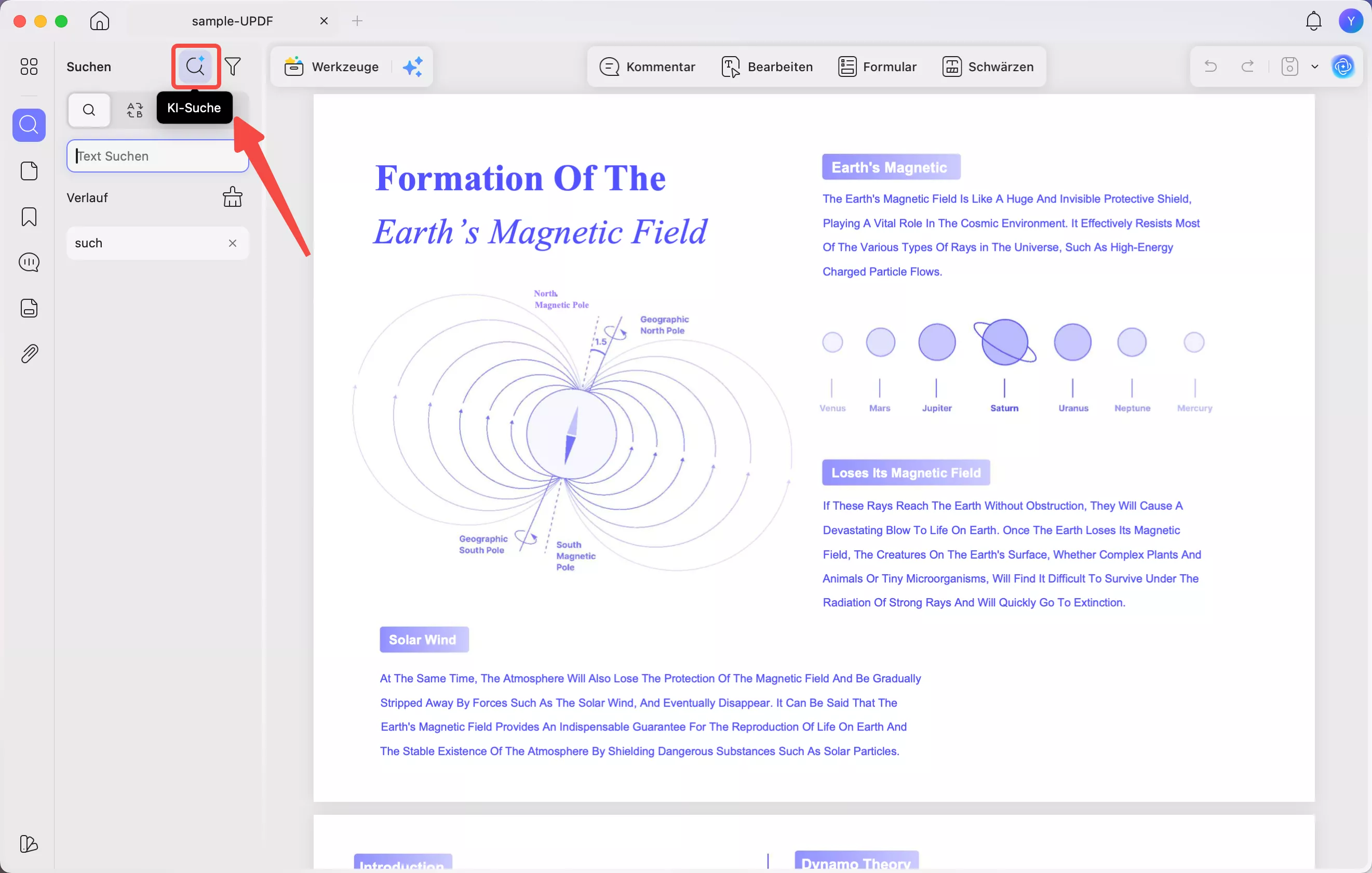 Klicken Sie auf das Symbol für die KI-Suche