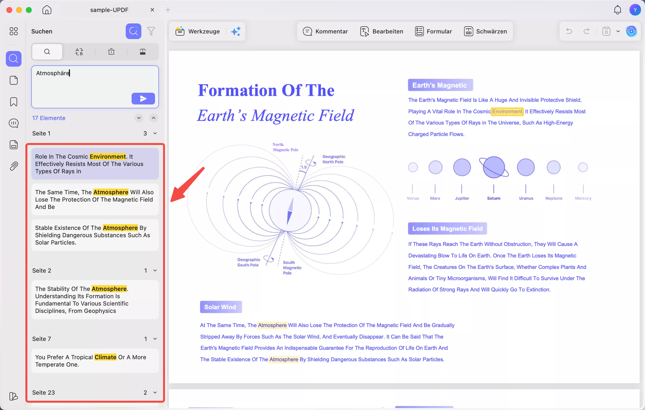 die Ergebnisse der semantischen Suche anzeigen