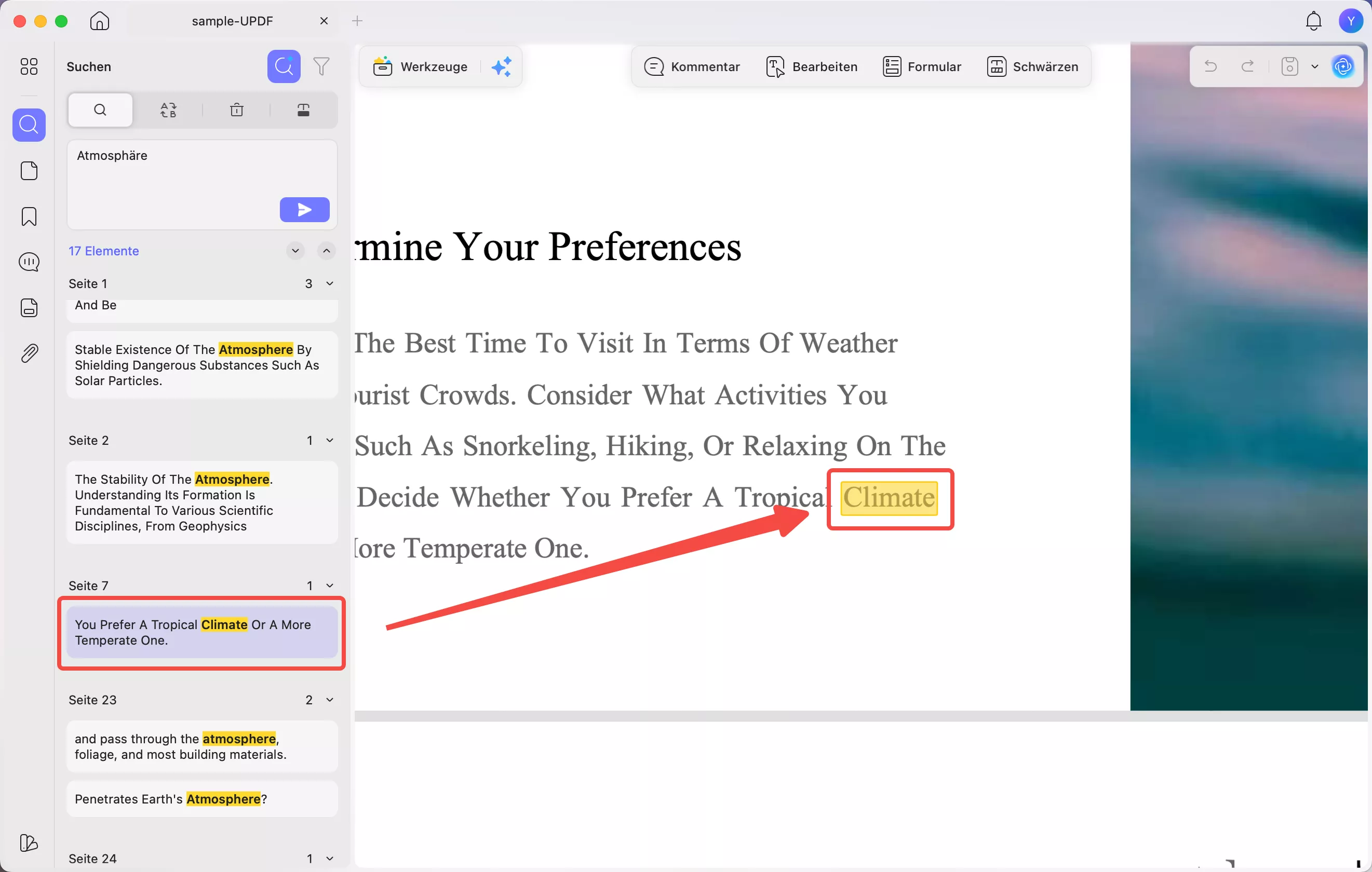  Finden Sie die angegebenen Begriffe im PDF-Dokument