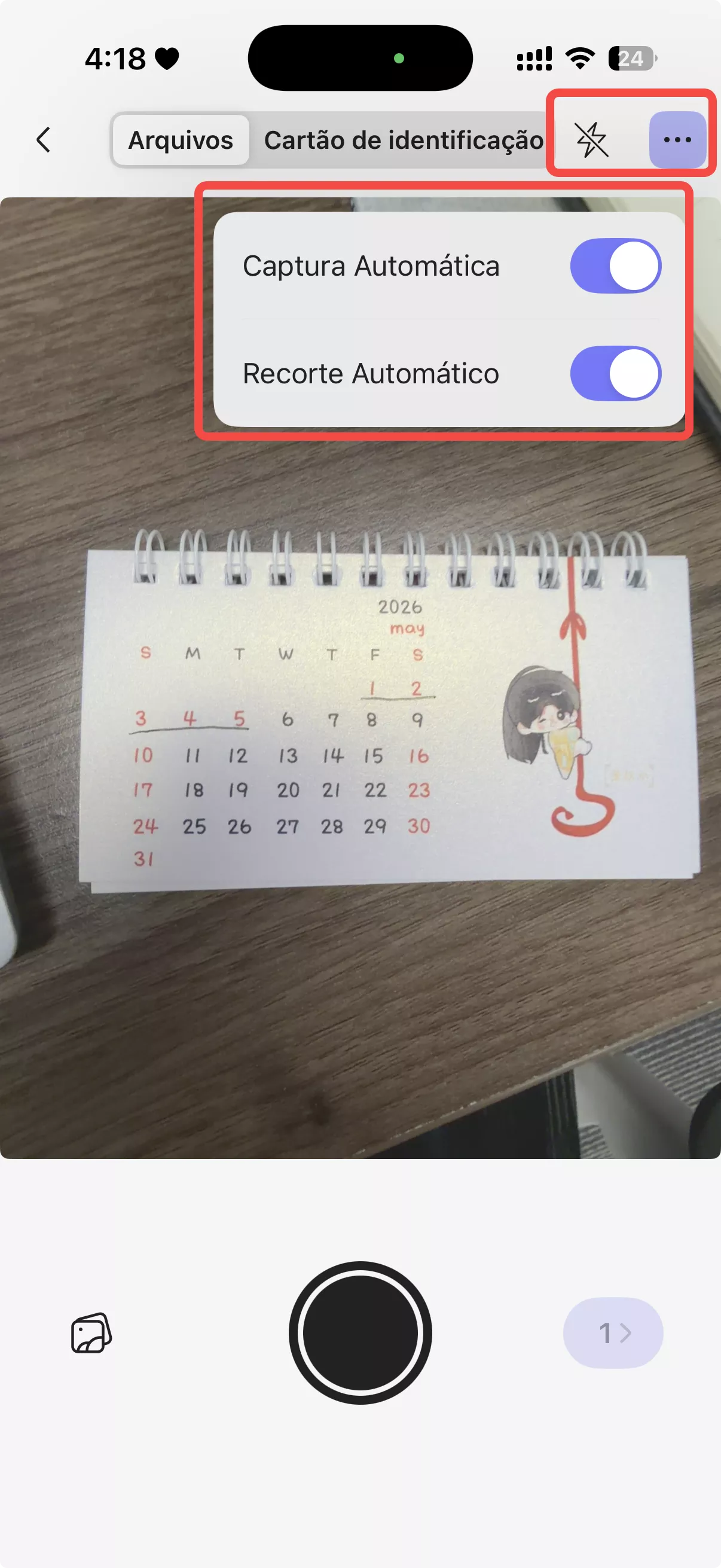 Configurações de digitalização móvel