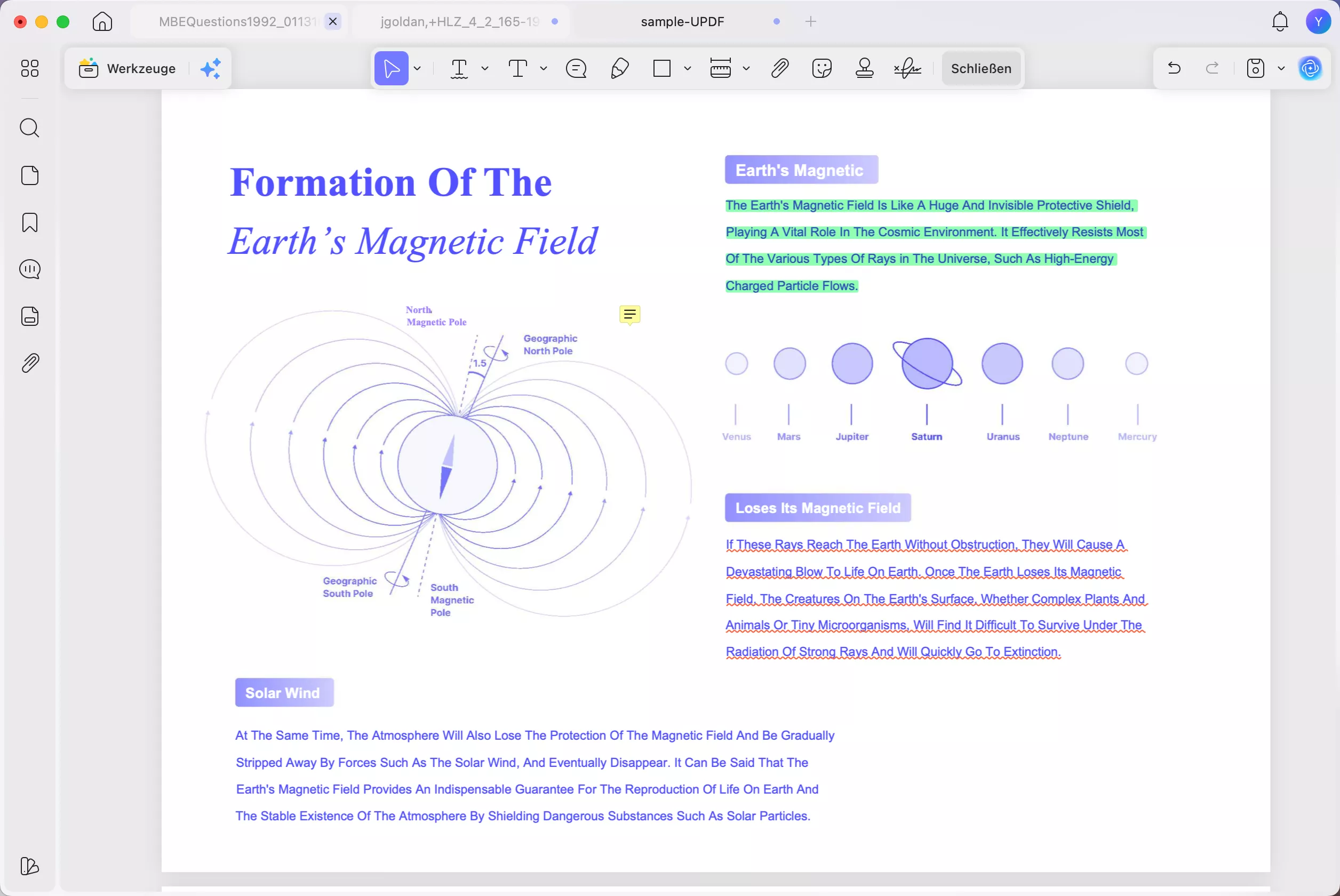 Text markieren, Haftnotiz hinzufügen, PDF