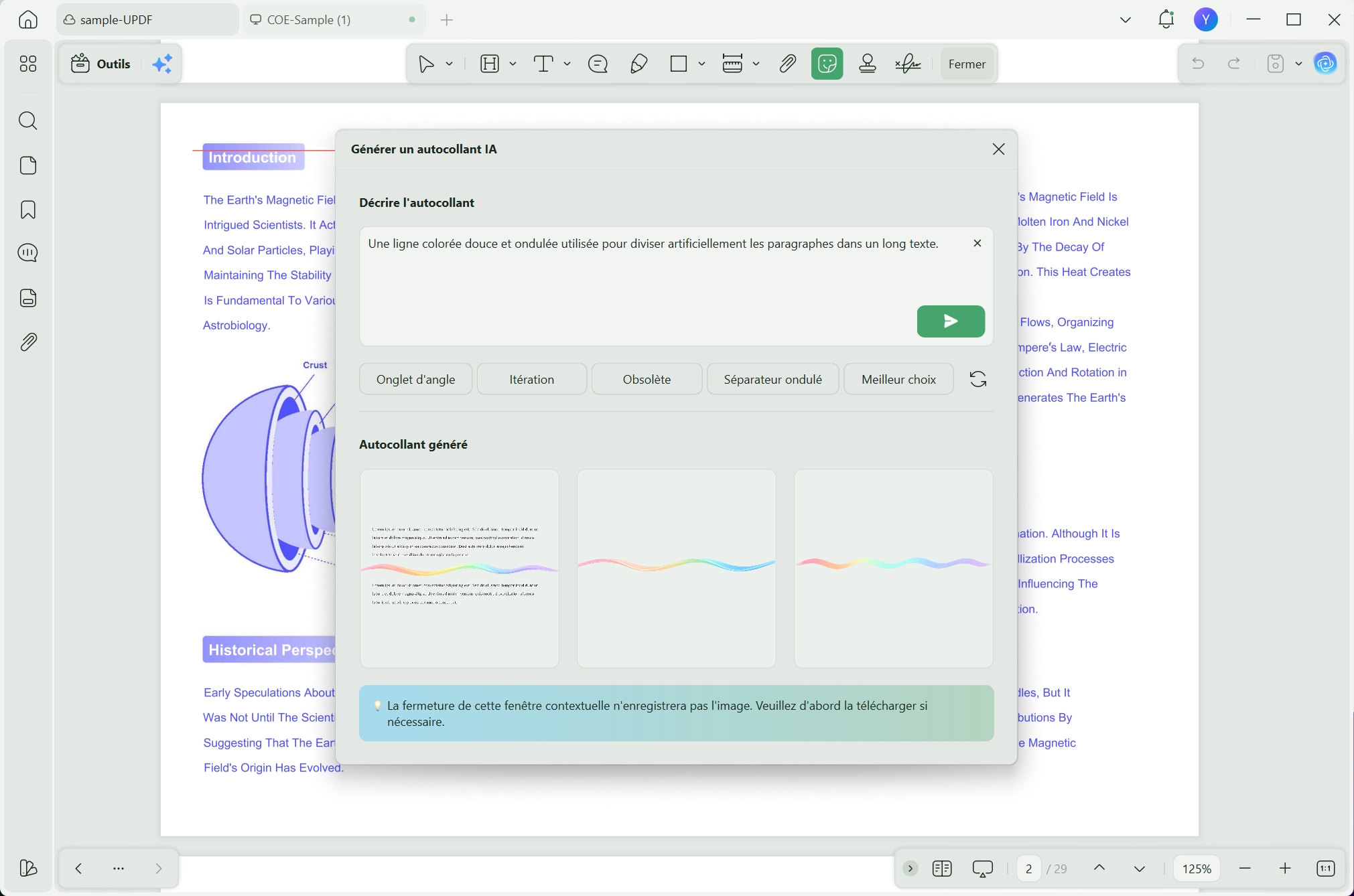 générer des tampons, autocollants, arrière-plans ou filigranes avec l’IA UPDF
