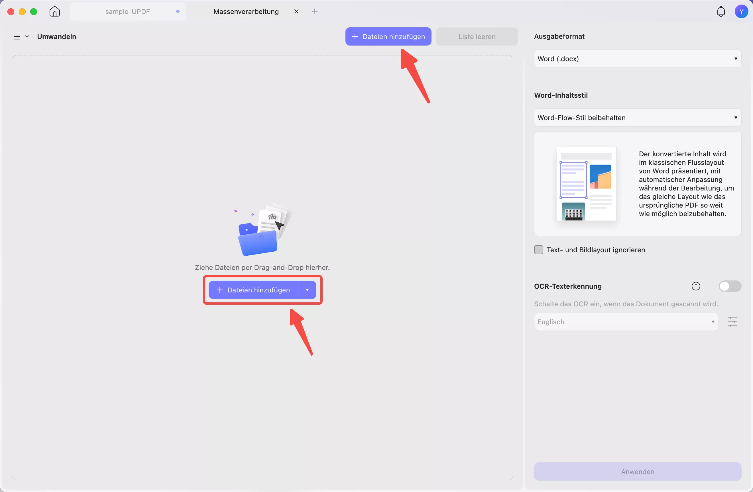 PDF-Datei zur Konvertierung in PDF unter Windows importieren
