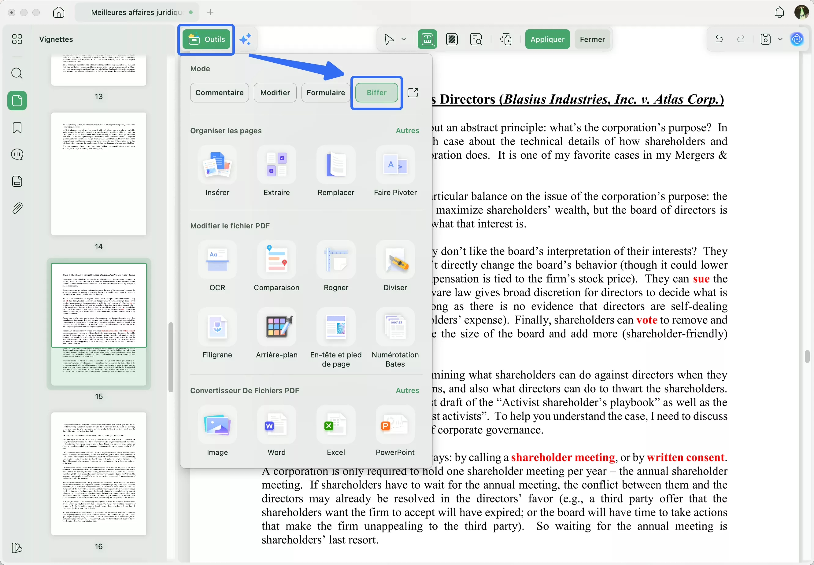 Accéder à la fonction de masquage