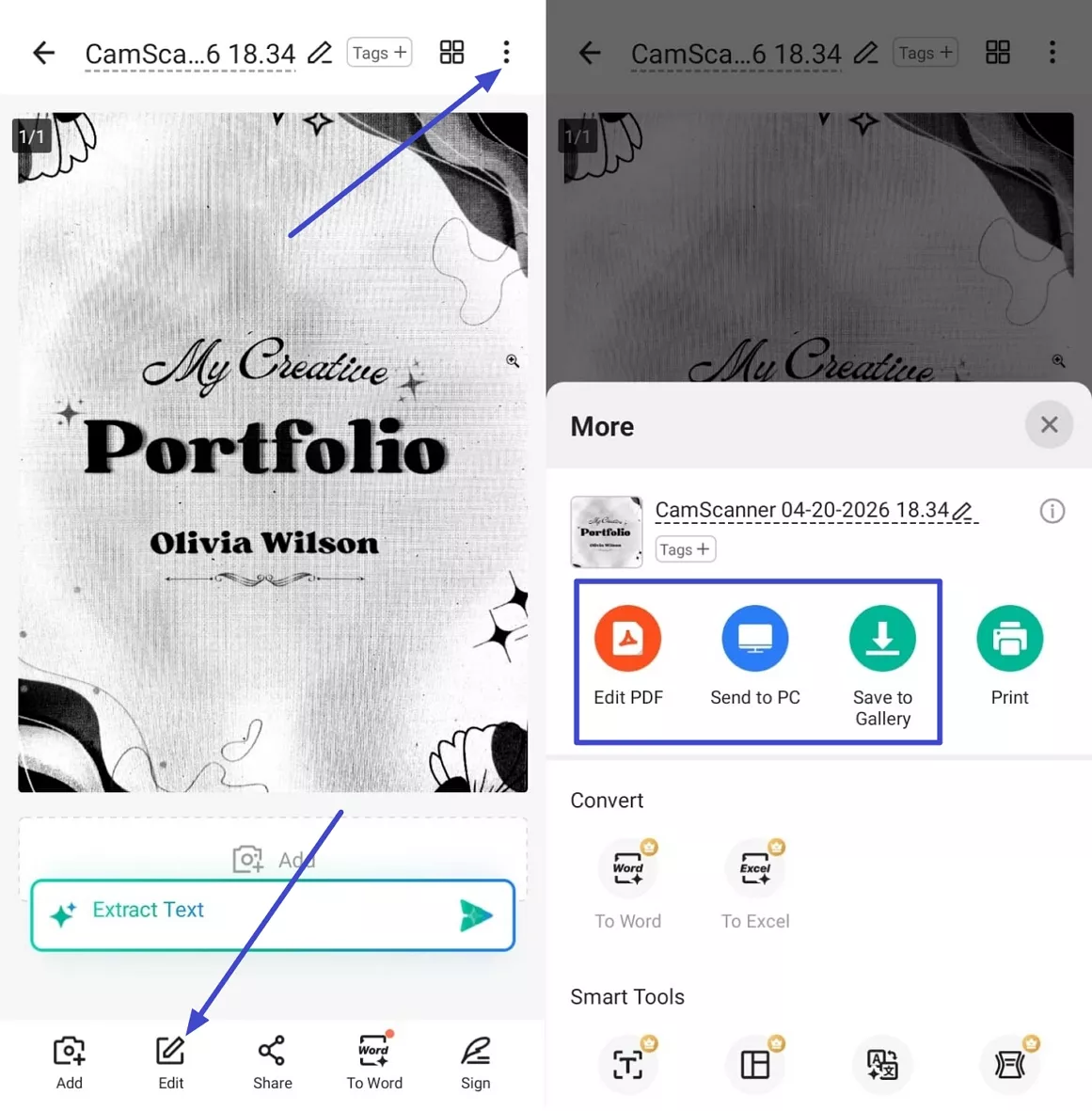 edit scanned image final export