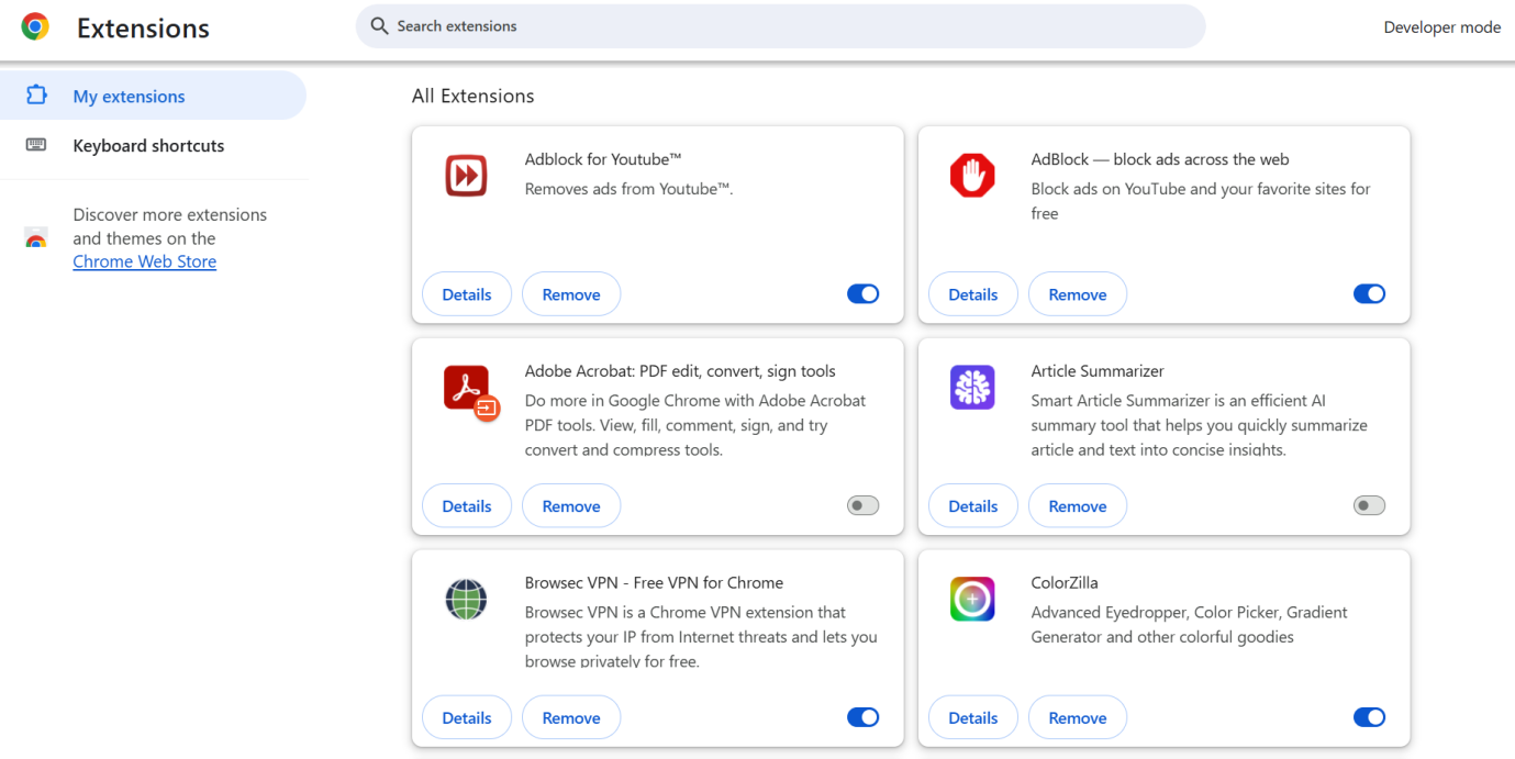 turn off chrome extensions