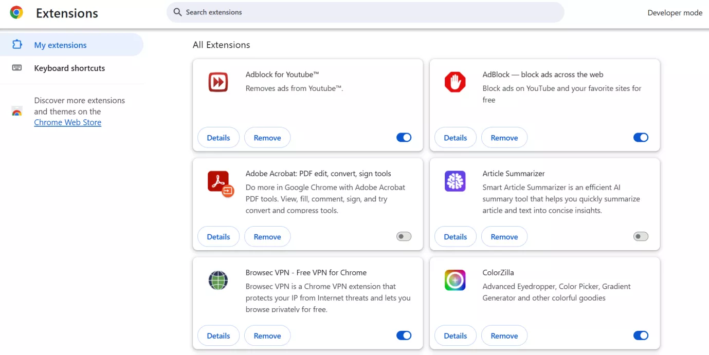 turn off chrome extensions