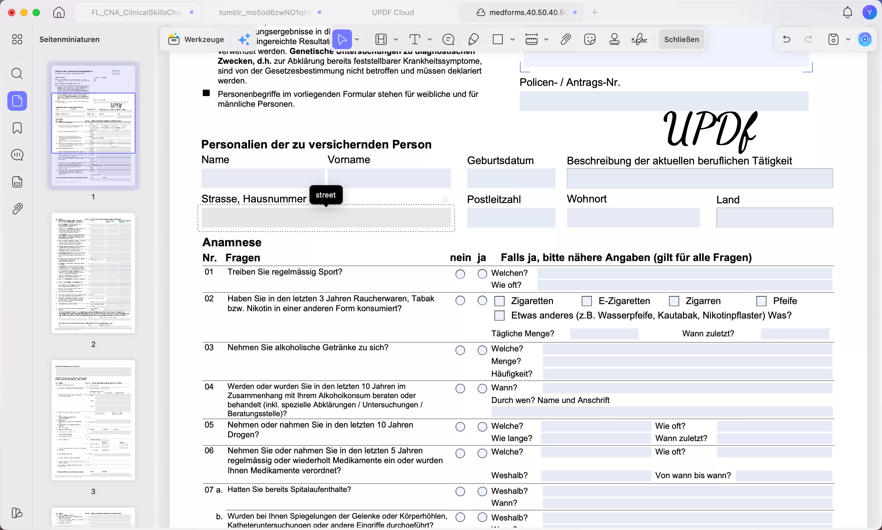 Formularerstellung und -bearbeitung