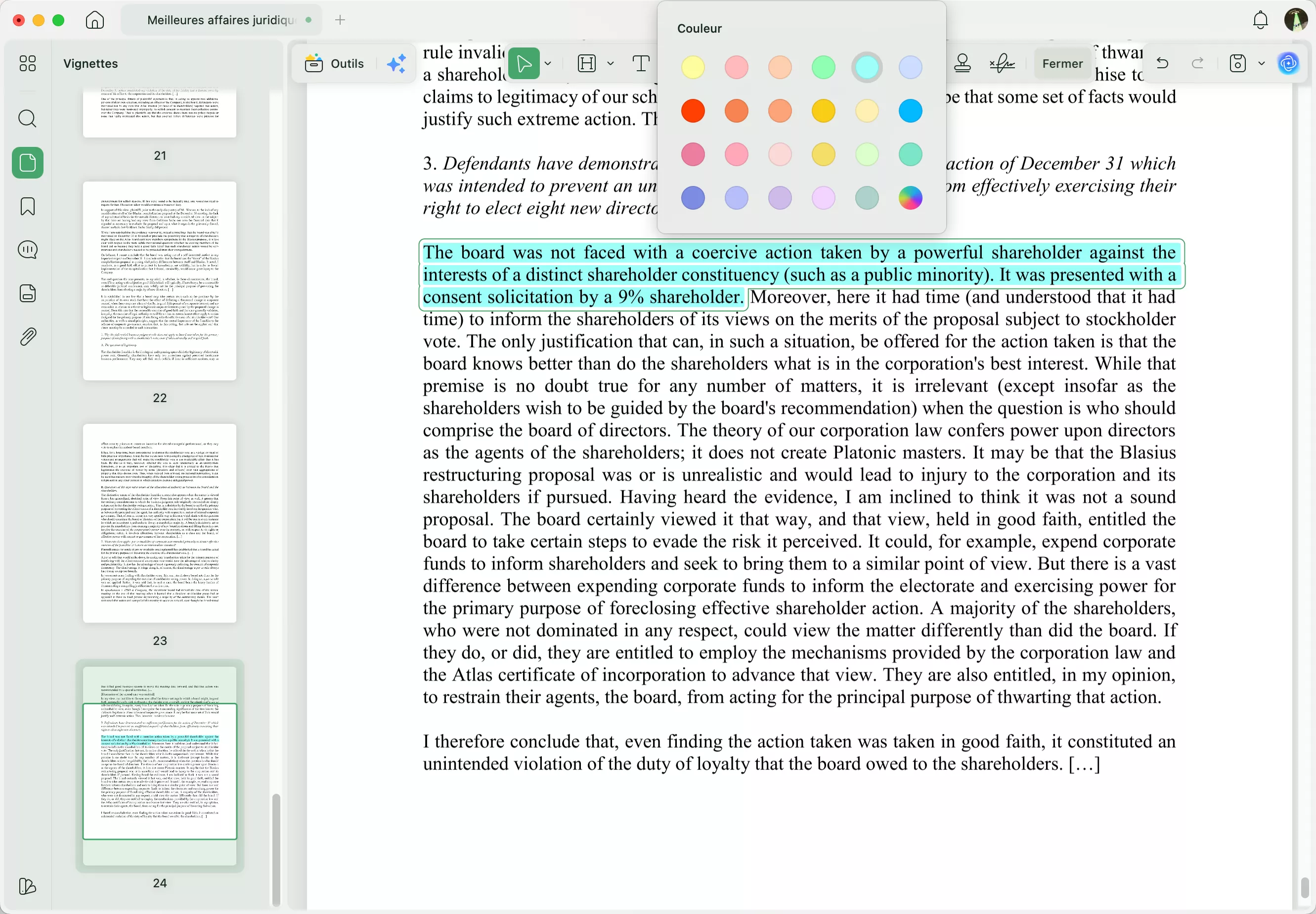 Annoter un fichier de note juridique