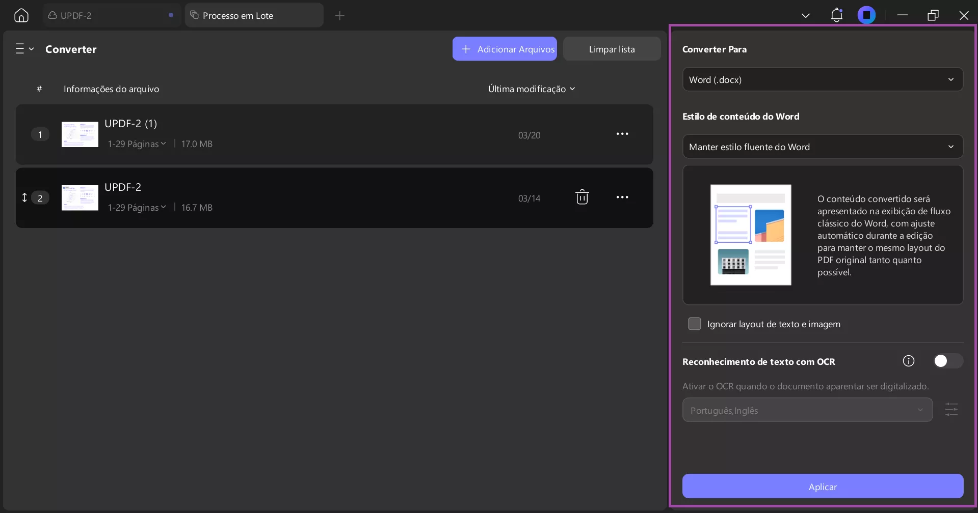 Converter documentos PDF no UPDF