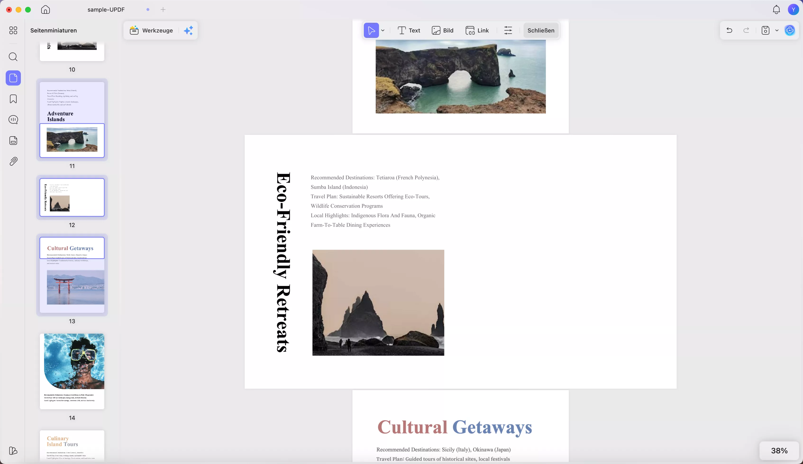 Füge die erste Seite ein