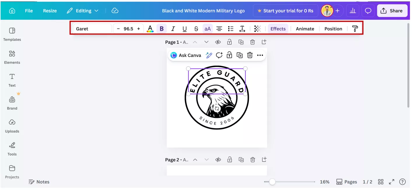 customizing stamp in canva