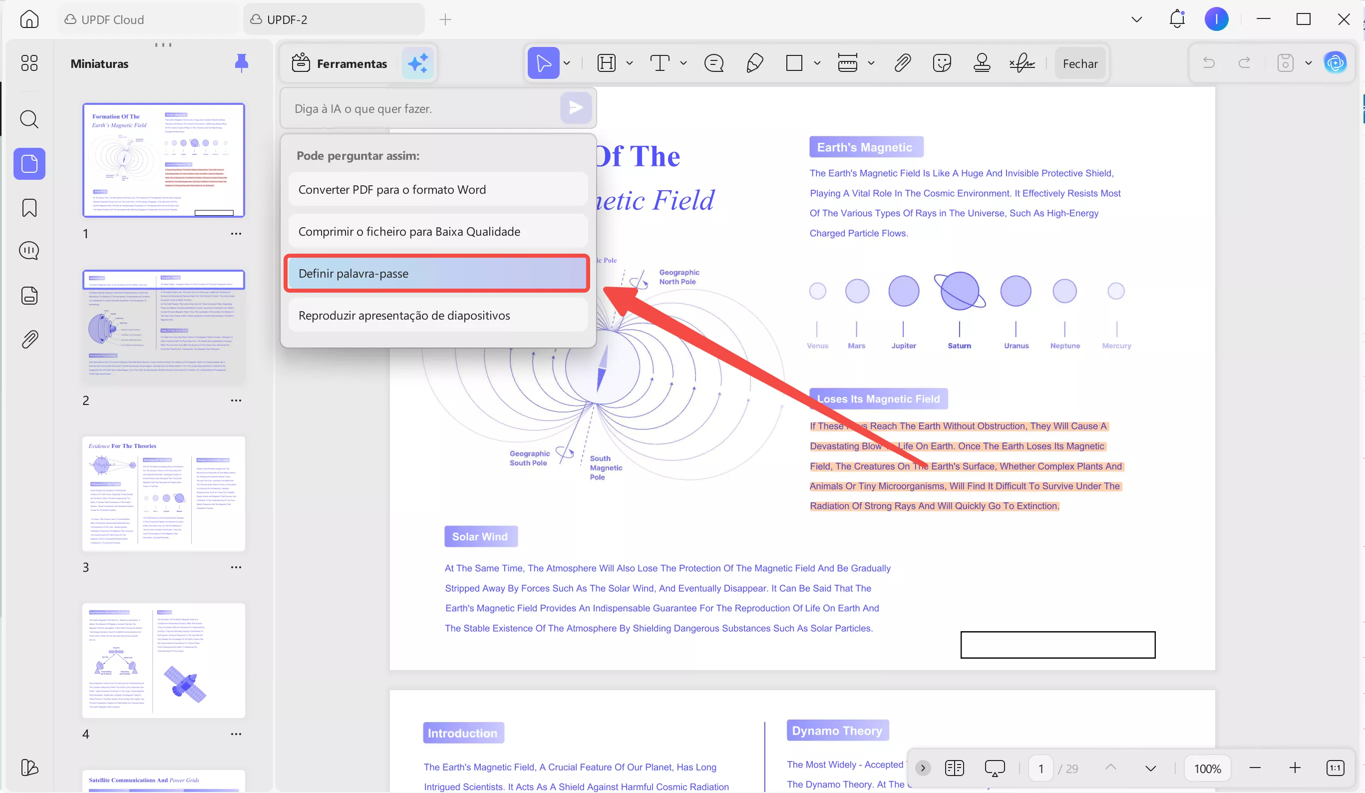Selecione a predefinição de definição de senha.