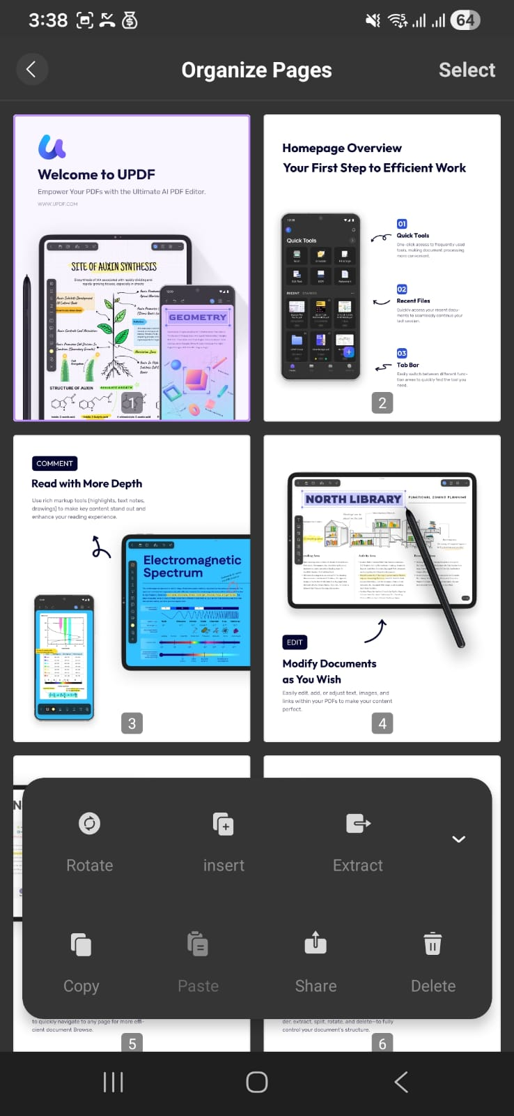 updf page organization tools