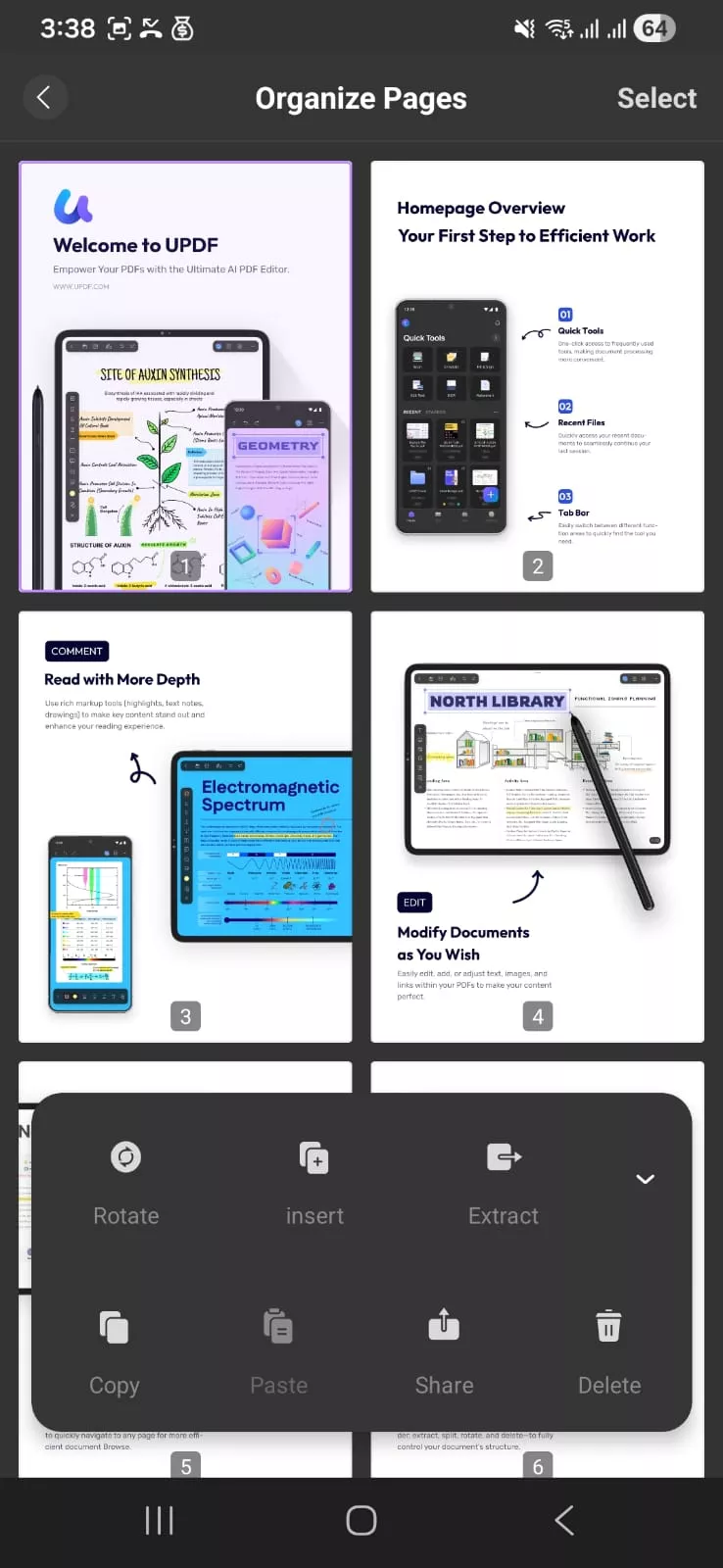 updf page organization tools