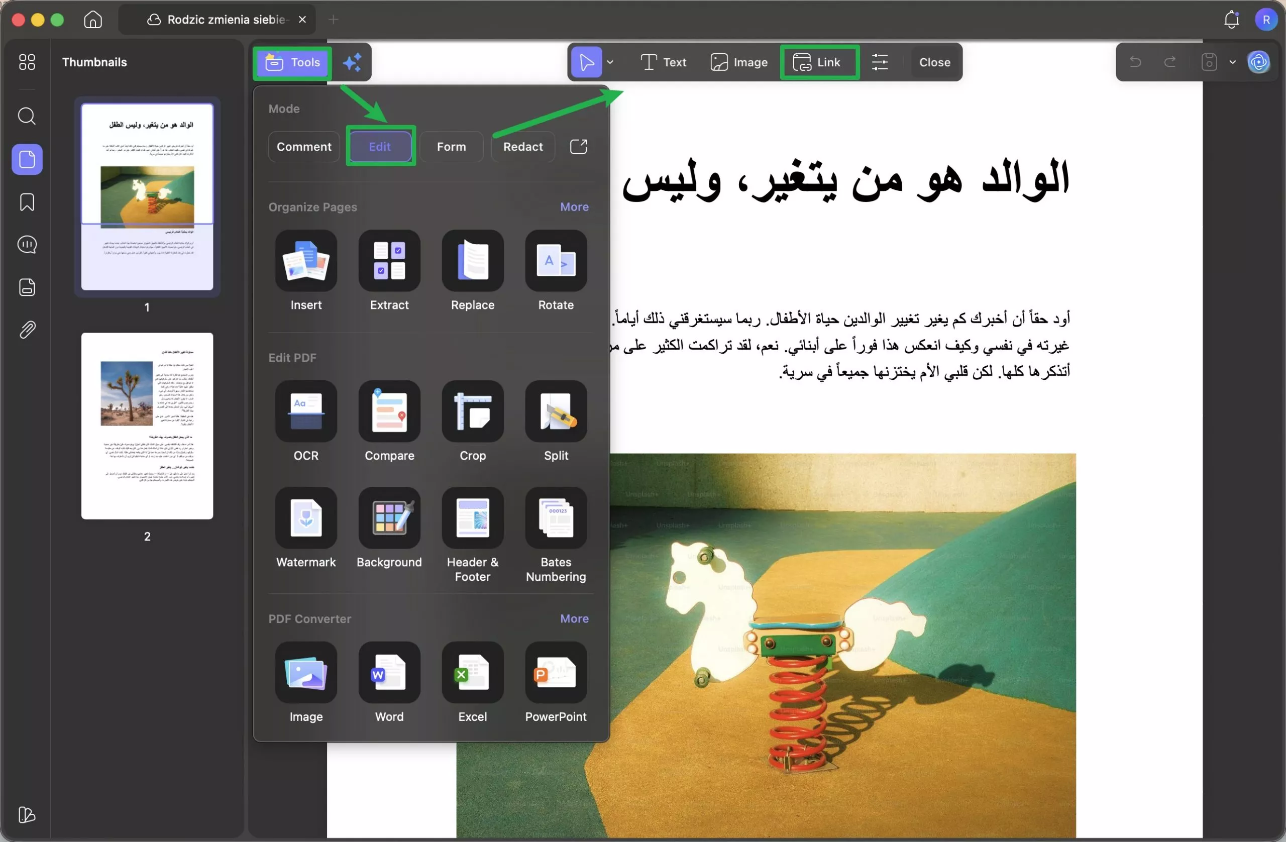 أضف روابط إلى ملف PDF باستخدام برنامج UPDF