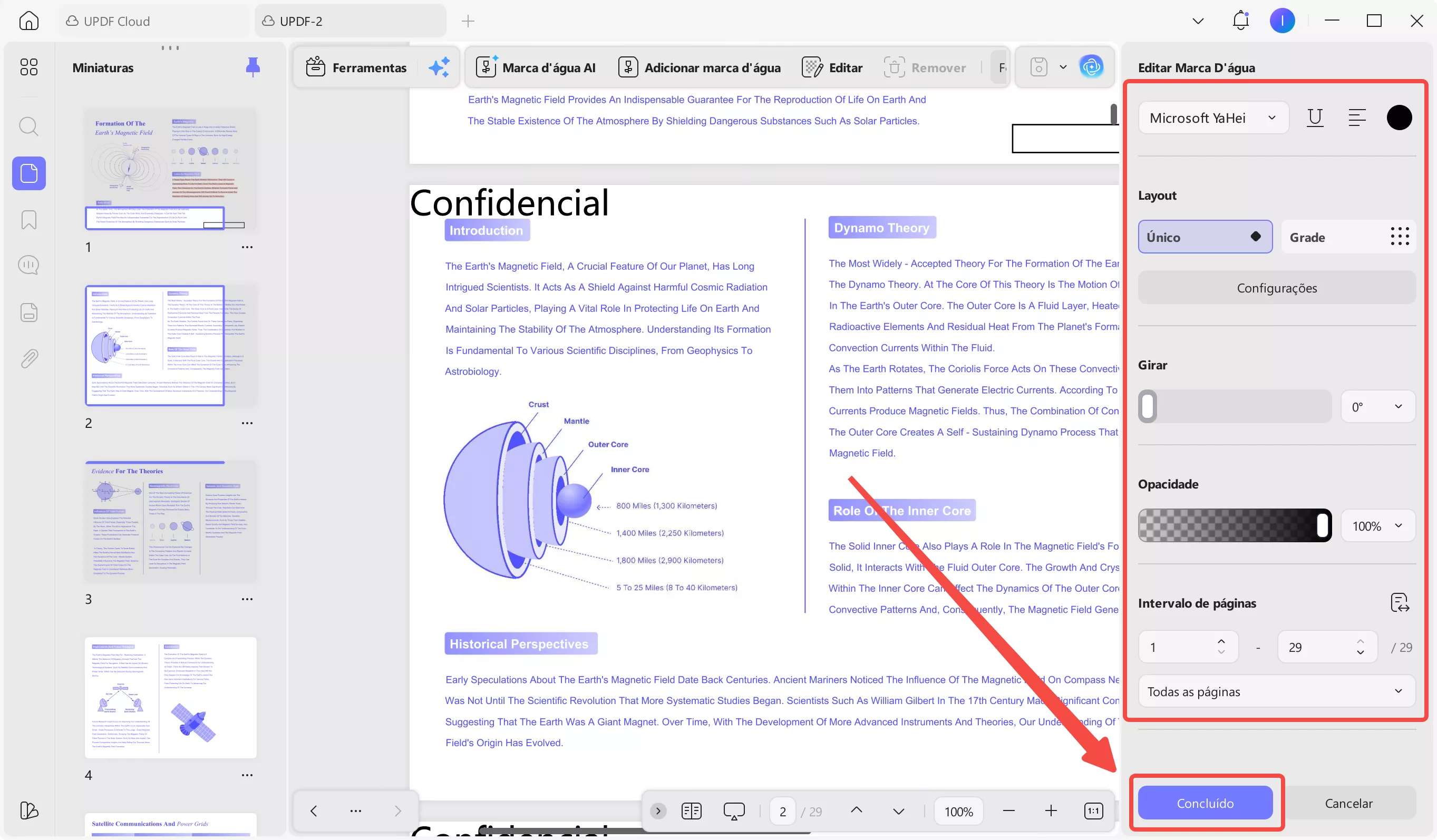 Personalize a marca d'água