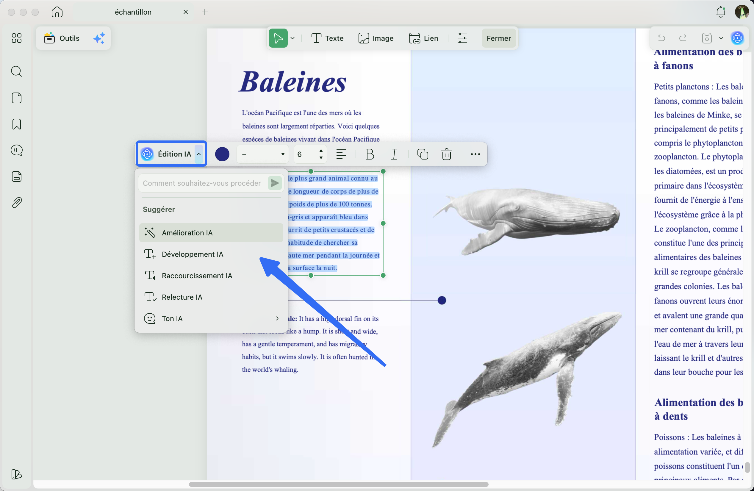 suite d’édition IA UPDF pour améliorer le texte