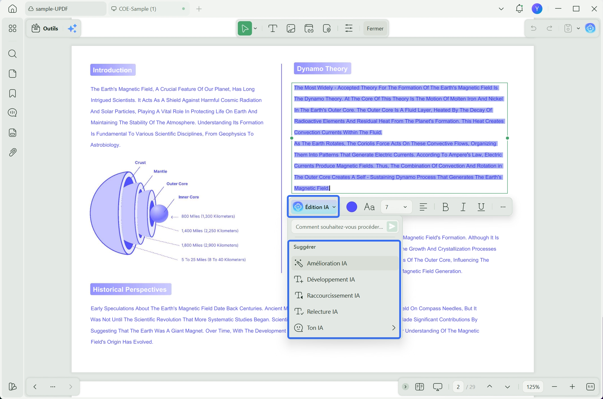 suite d’édition IA UPDF pour améliorer le texte