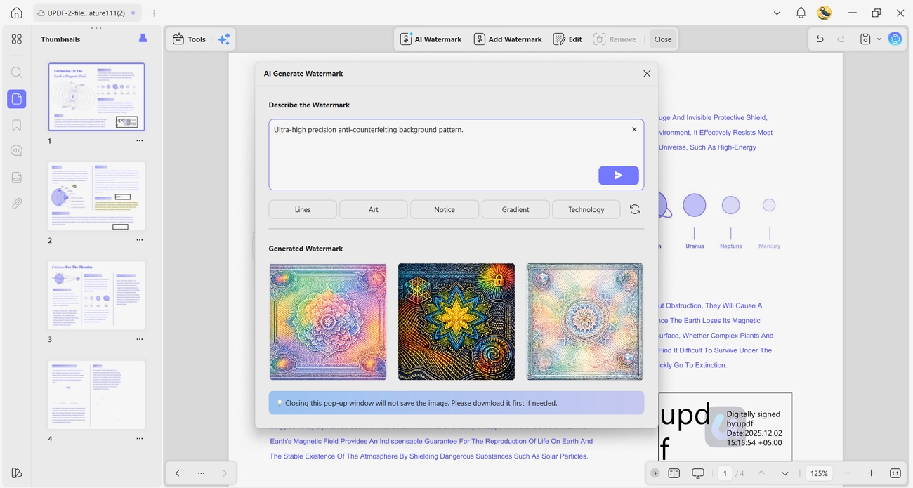 create add watermark updf ai