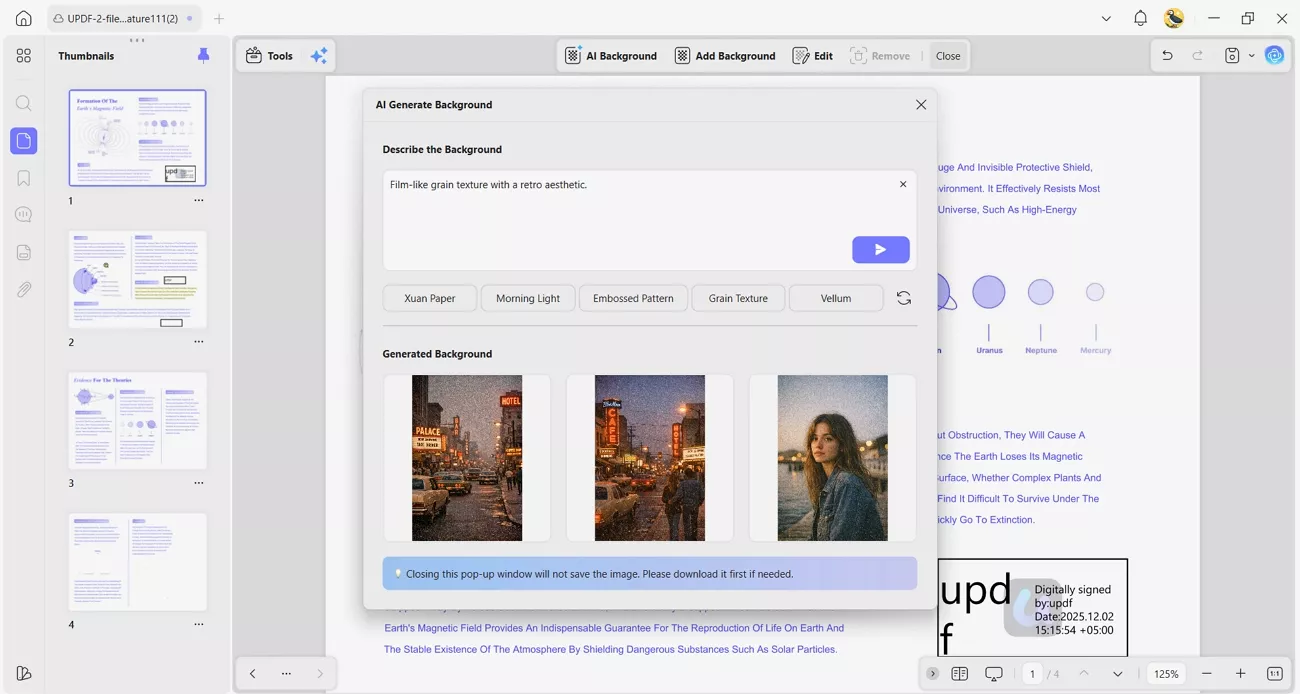 generate ai background pdf pages