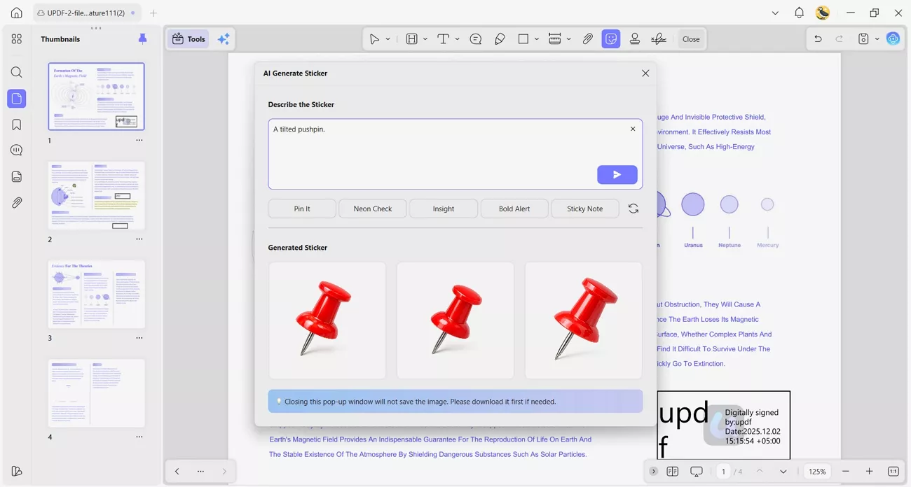 create pdf page stickers updf ai