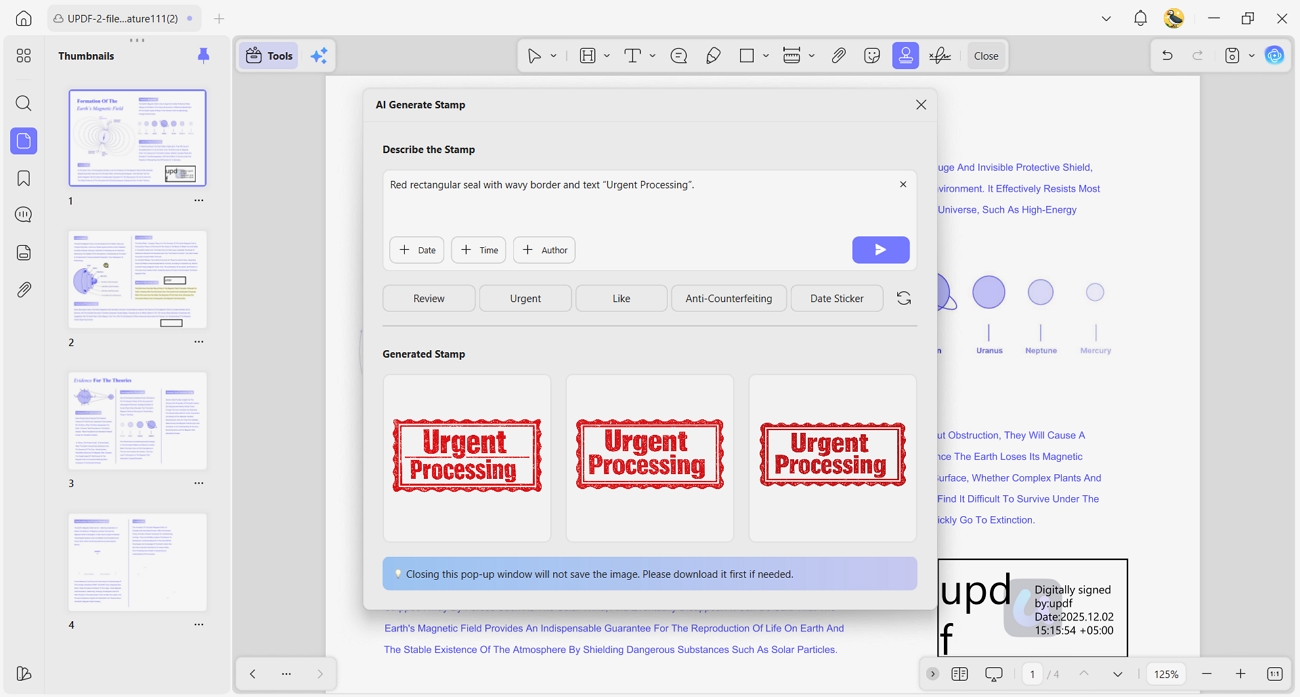use updf ai stamps generator