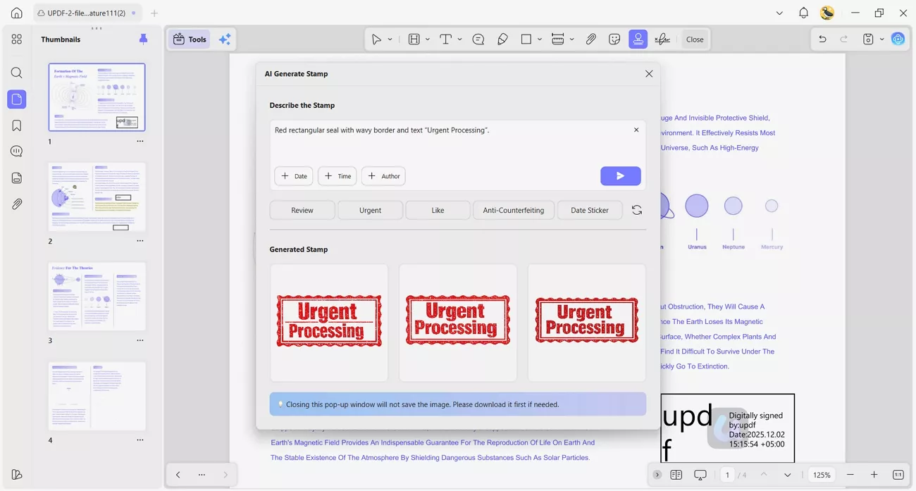 use updf ai stamps generator