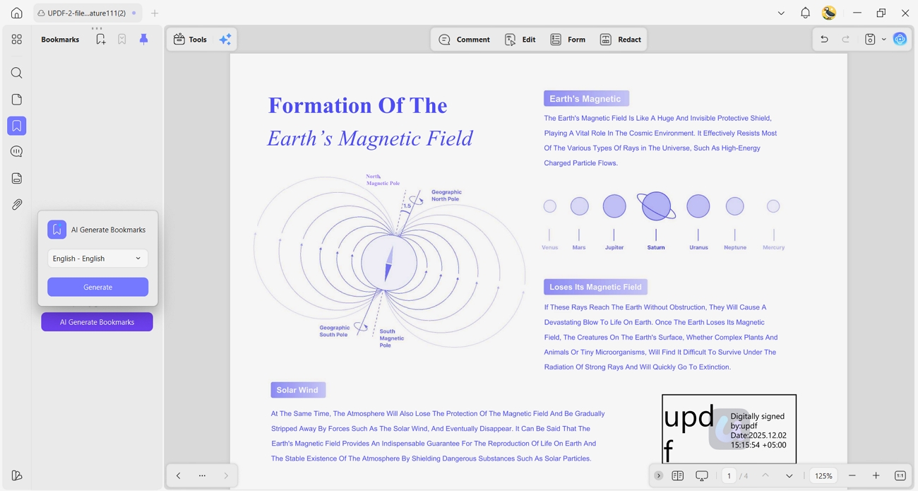 generate ai bookmarks updf agent