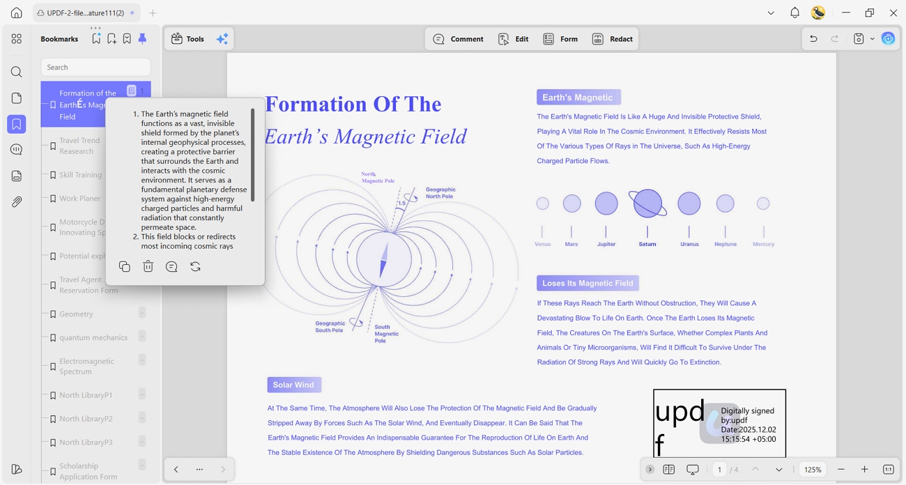 summarize each created bookmark updf ai