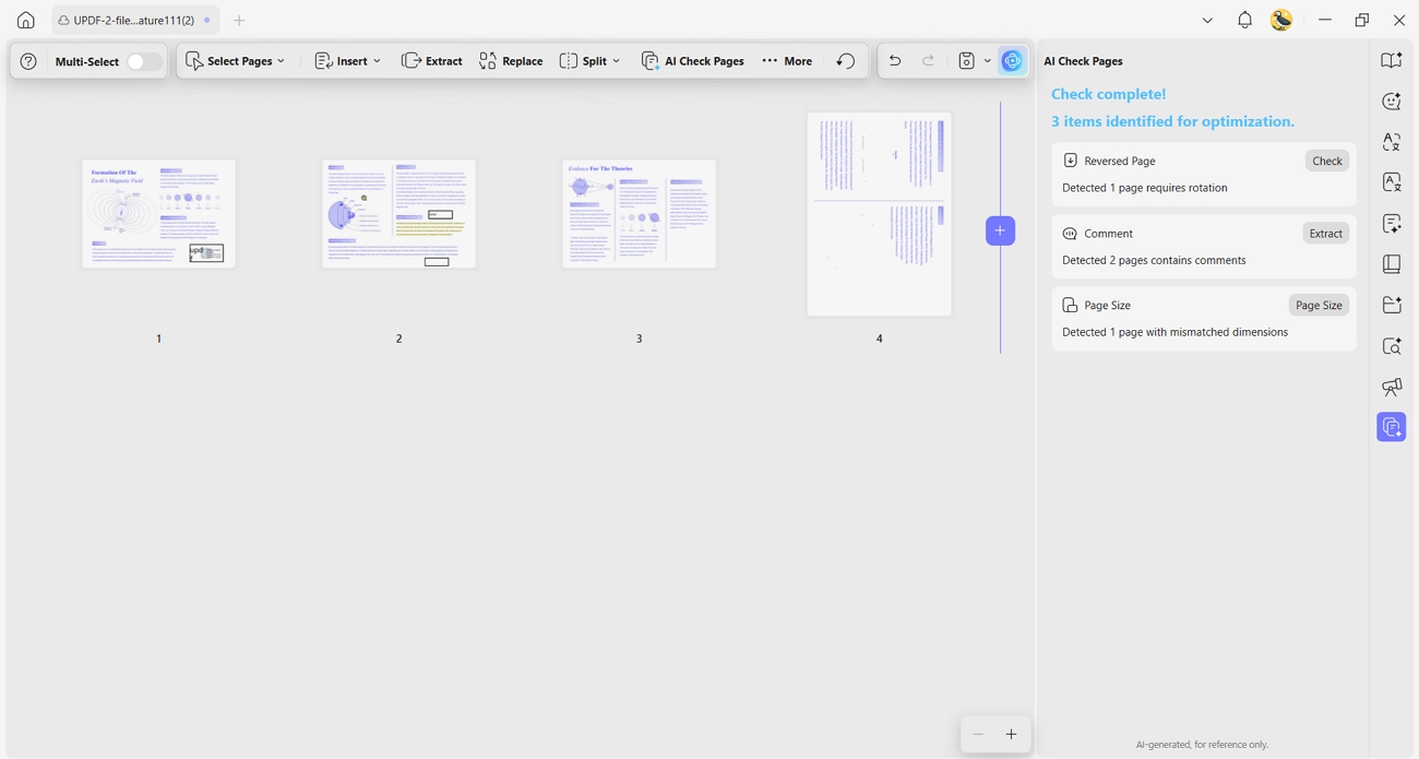 ai page check detect problematic pages