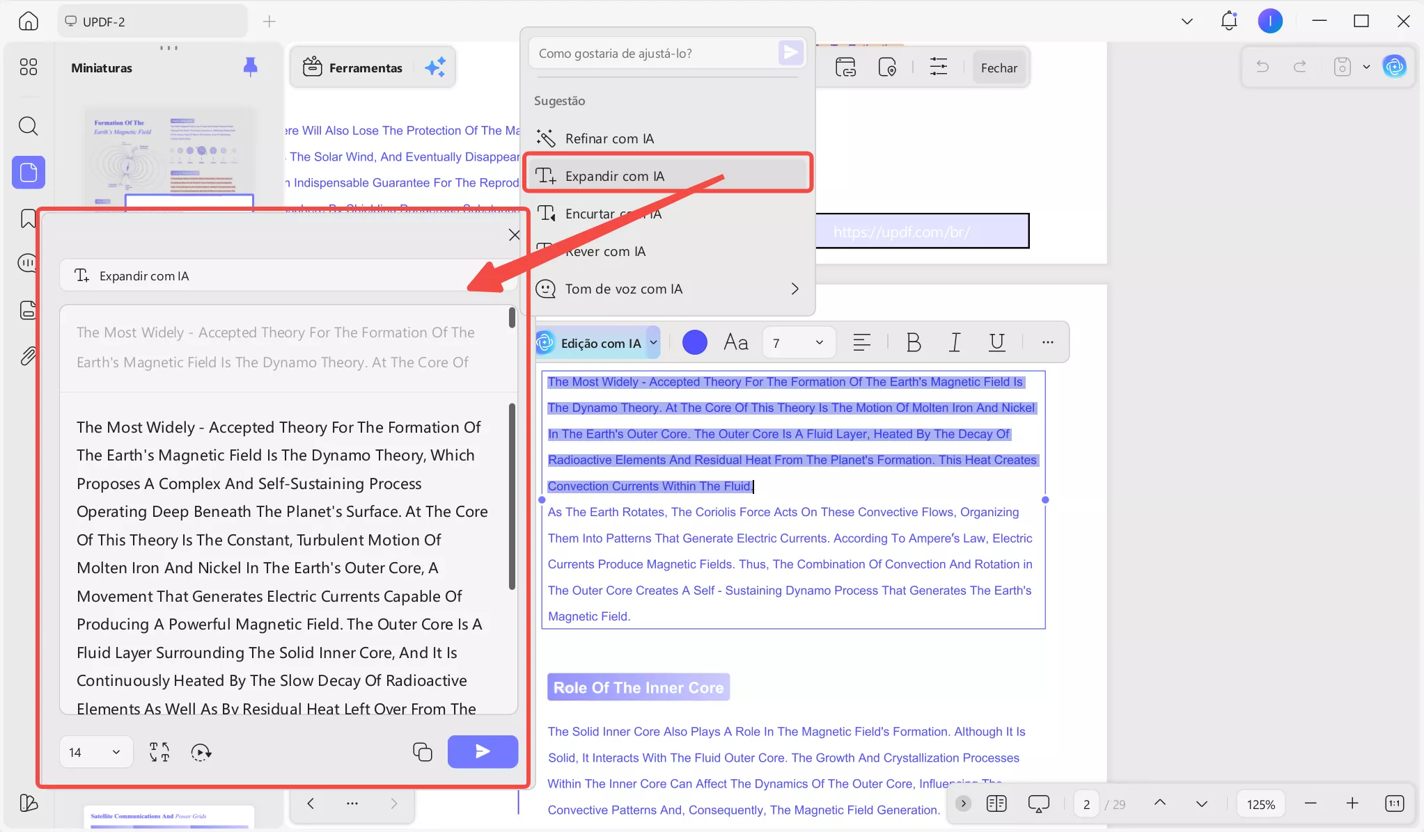 Resposta à predefinição de expansão por IA