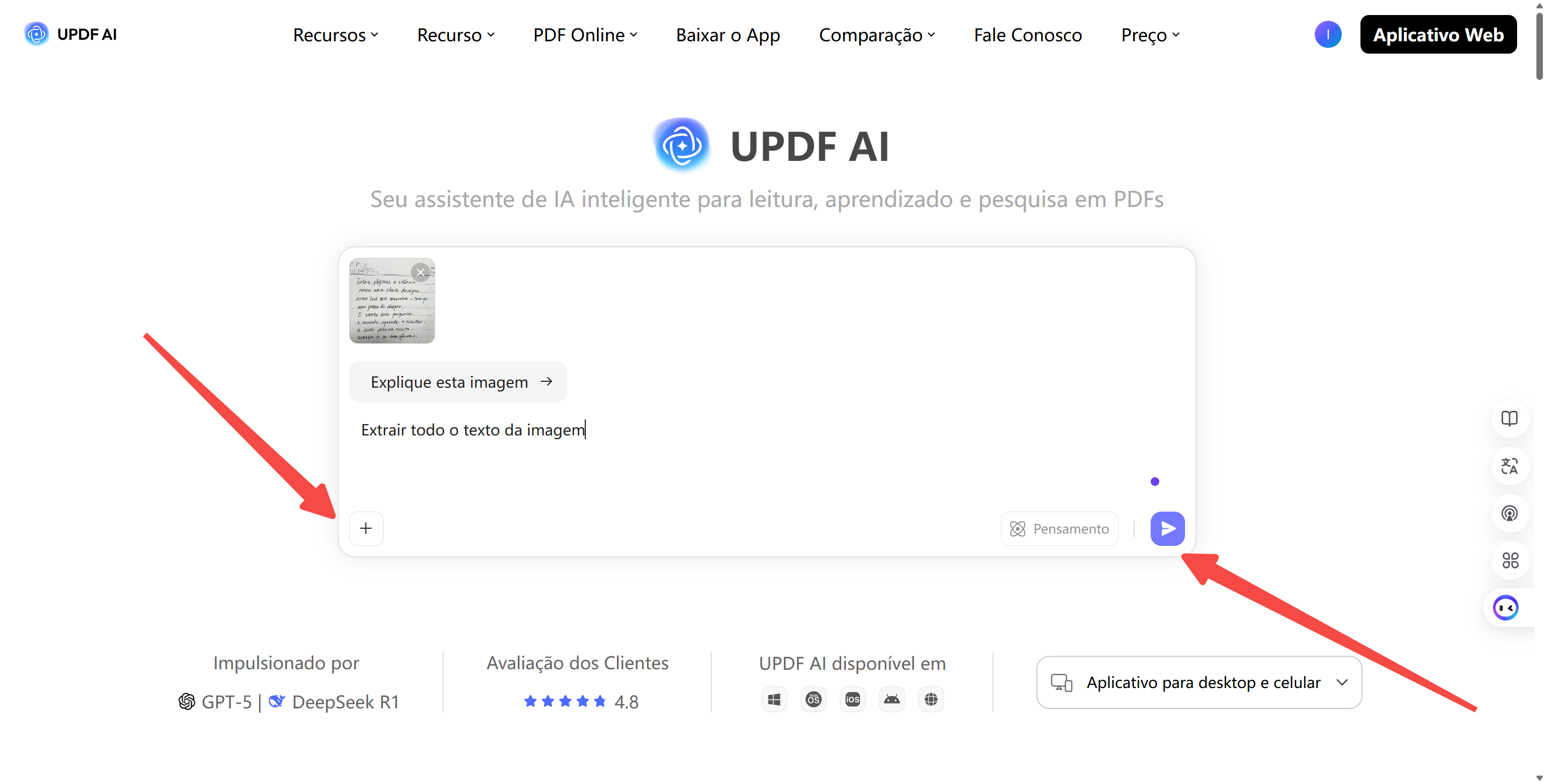 UPDF AI importar imagem e extrair texto