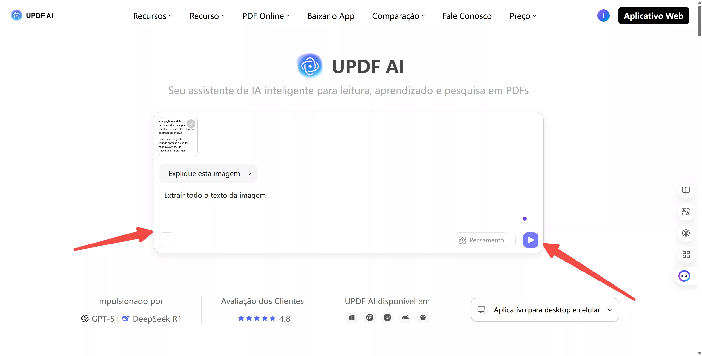 UPDF AI importar imagem e extrair texto