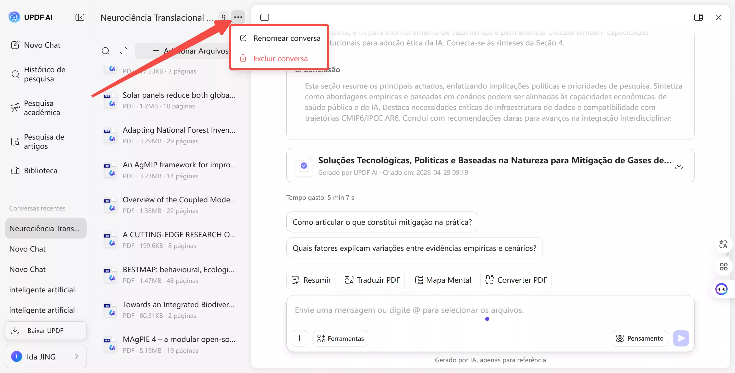 Personalização do projeto: pesquisa acadêmica