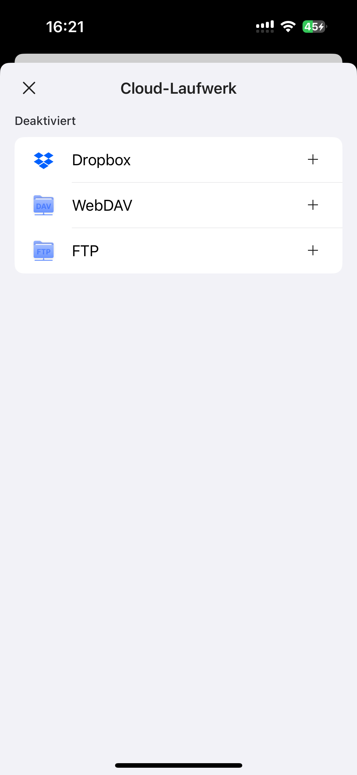 Verbindung zu FTP und WebDAV