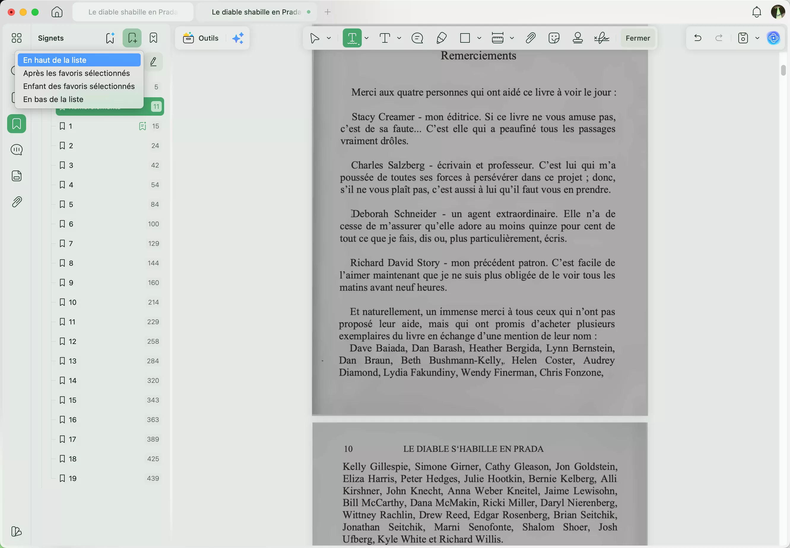 UPDF : Générer des signets