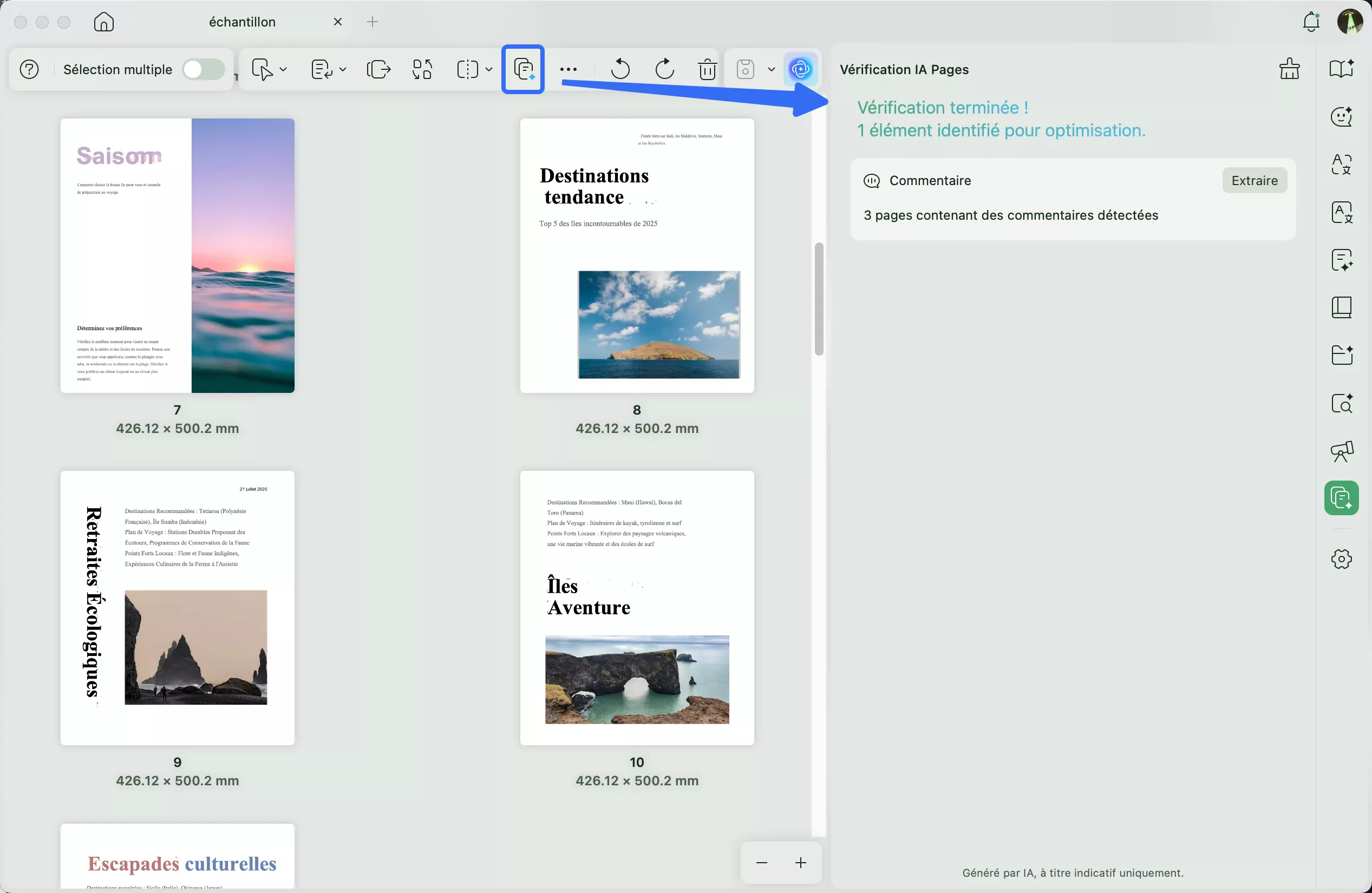 gestion des pages avec IA