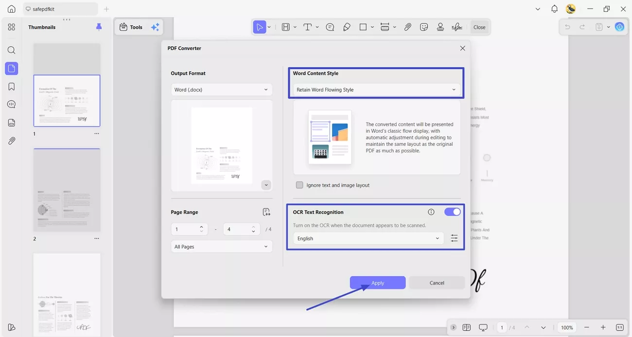  choose languages enable ocr convert
